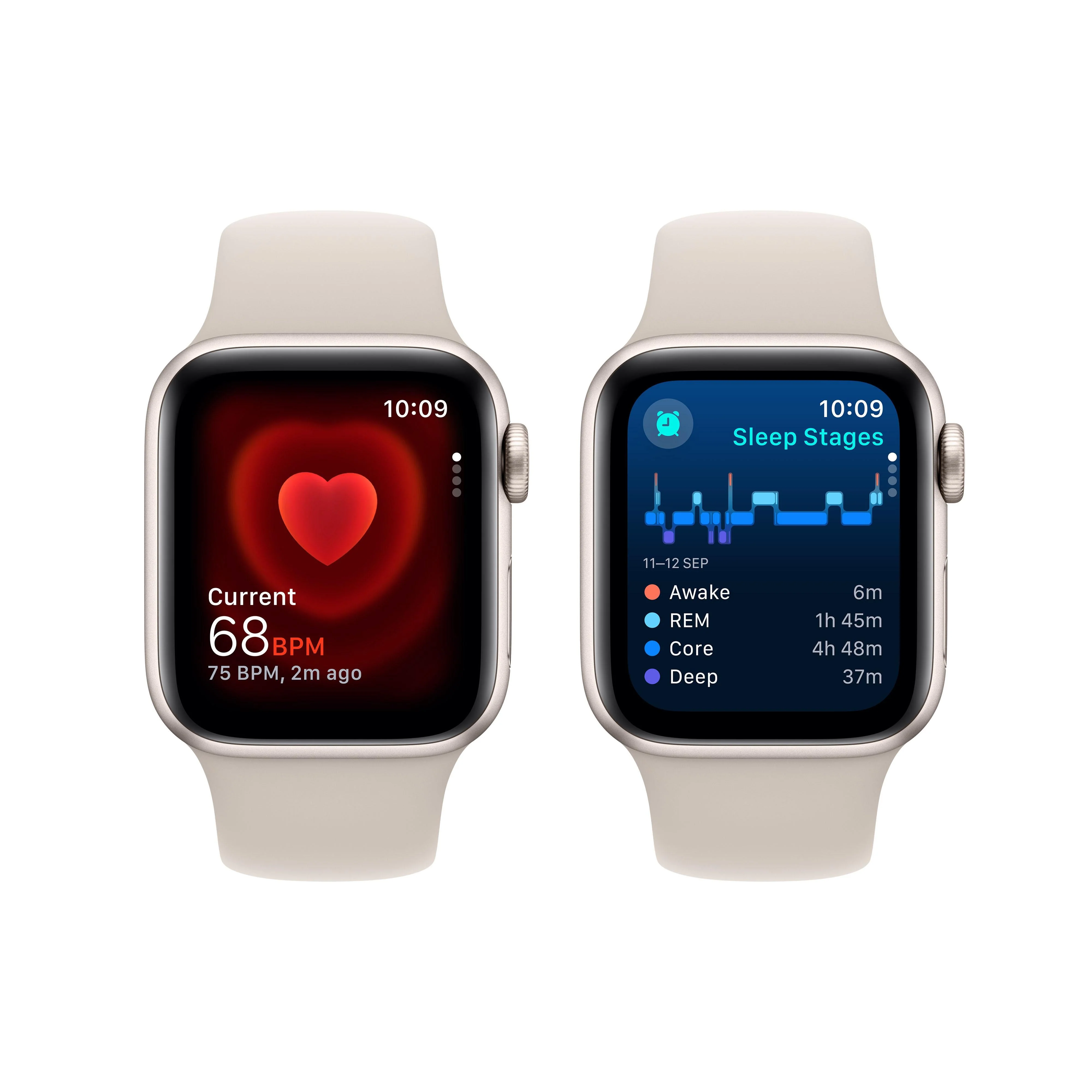 Apple Watch SE GPS 40mm Starlight Aluminium Case with Starlight Sport Band - S/M - Image 5