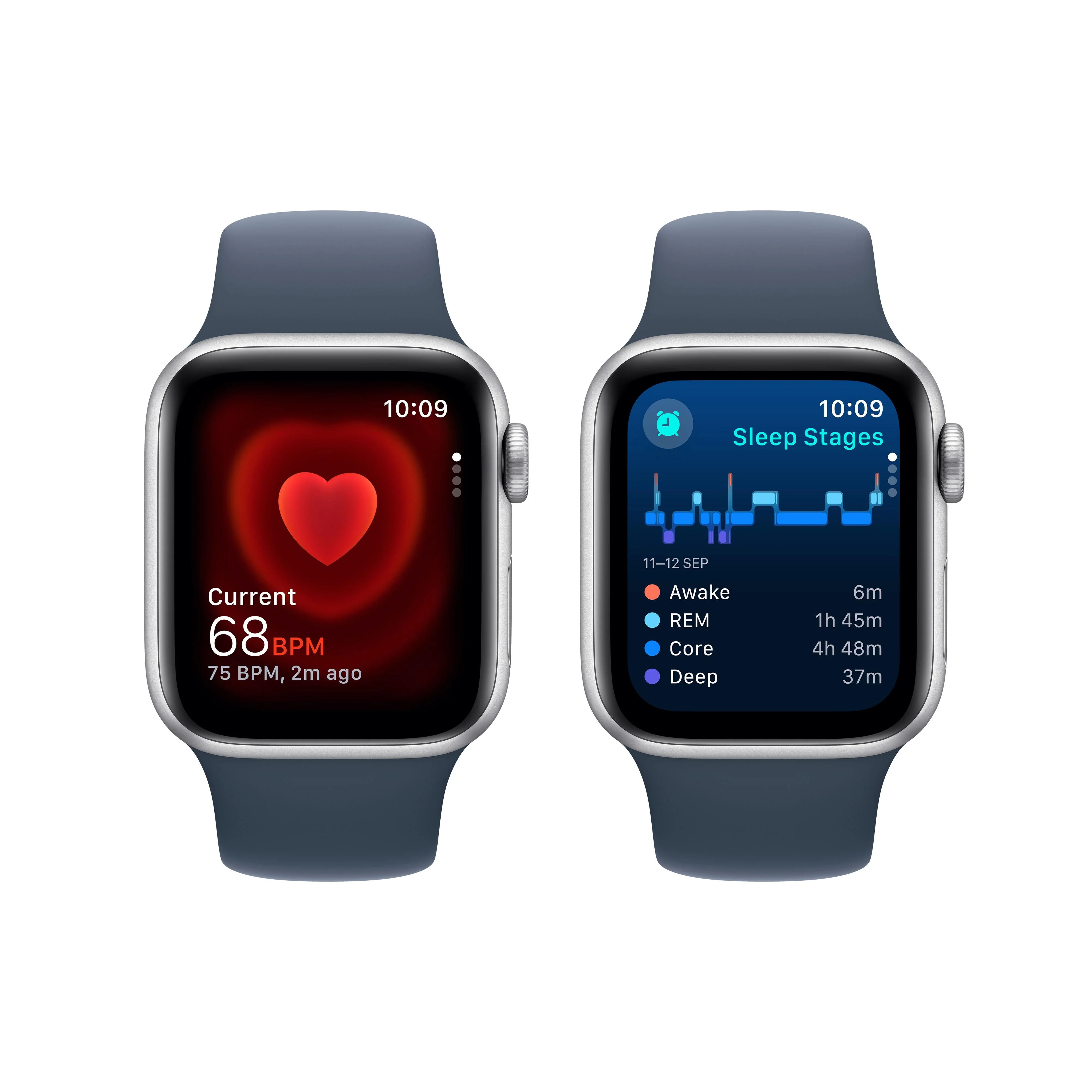 Apple Watch SE GPS 40mm Silver Aluminium Case with Storm Blue Sport Band - S/M - Image 5