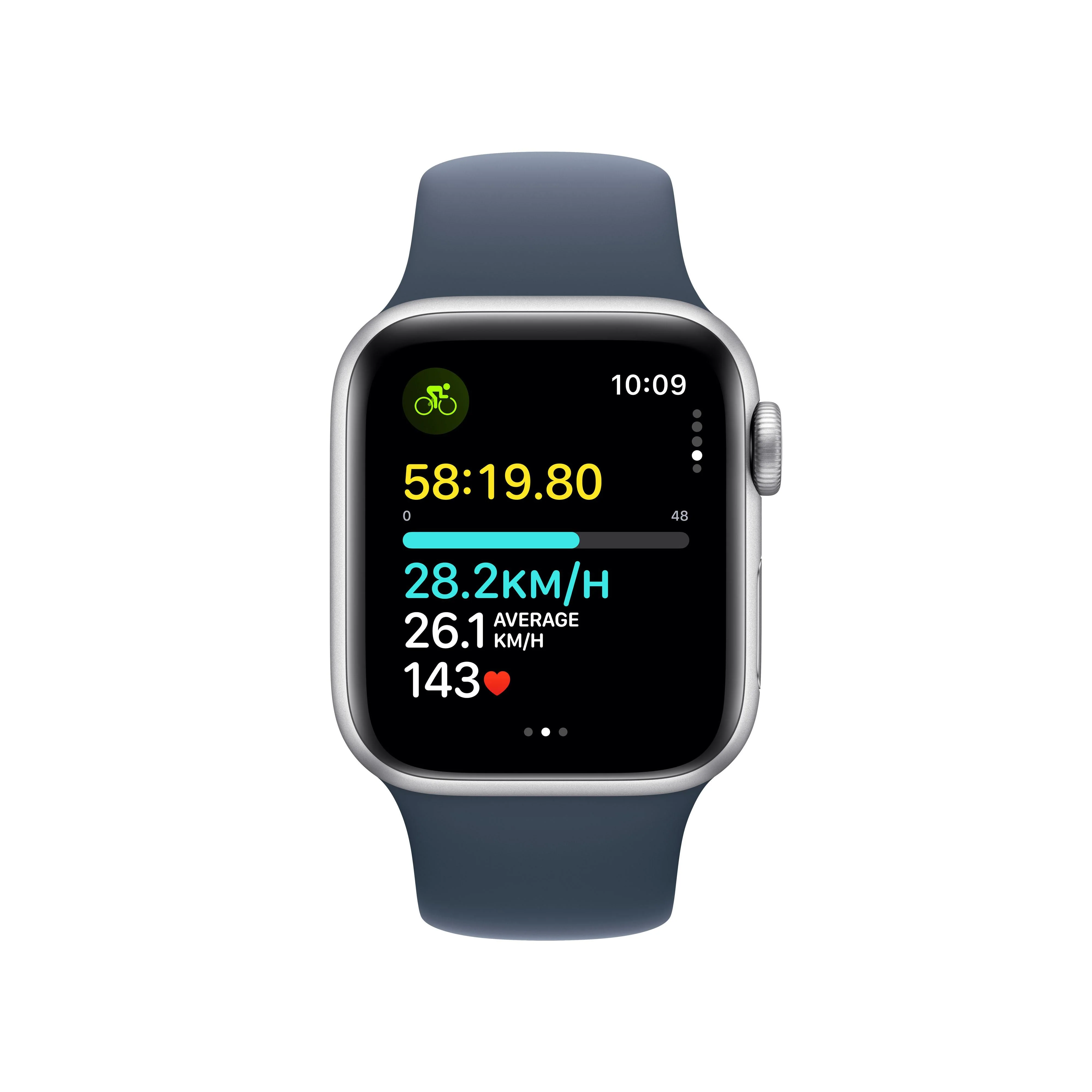 Apple Watch SE GPS 40mm Silver Aluminium Case with Storm Blue Sport Band - M/L - Image 6