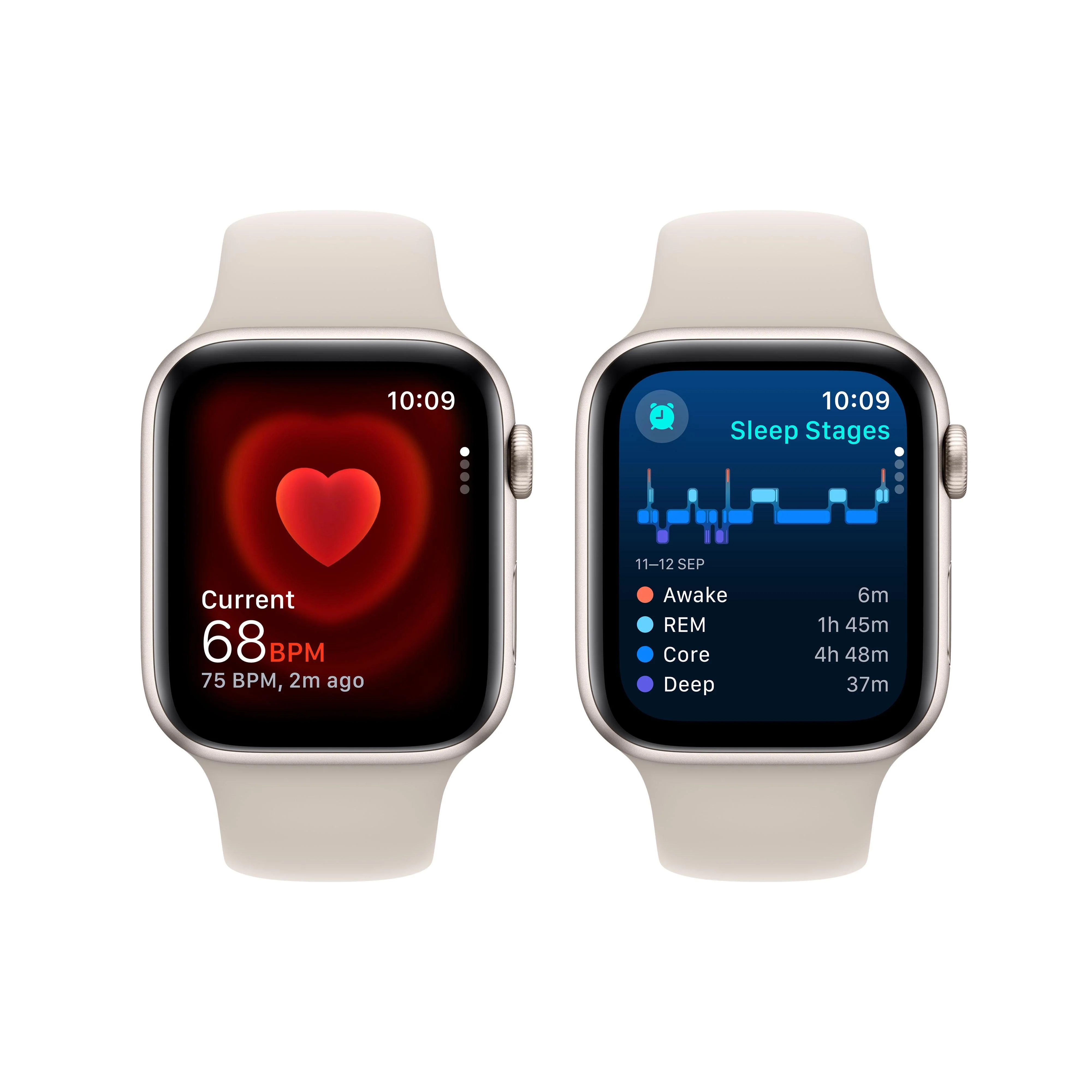 Apple Watch SE GPS 44mm Starlight Aluminium Case with Starlight Sport Band - S/M - Image 5
