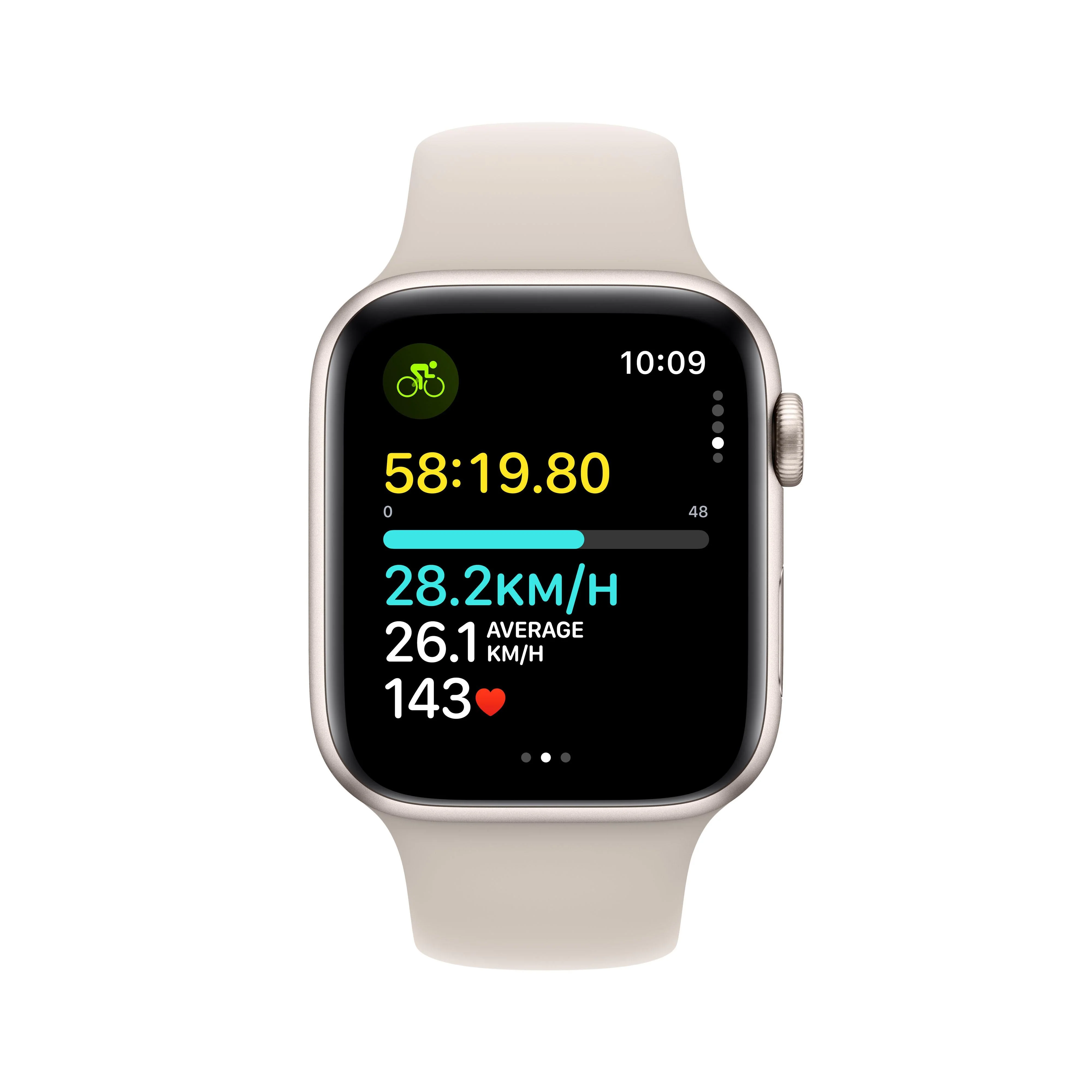 Apple Watch SE GPS 44mm Starlight Aluminium Case with Starlight Sport Band - S/M - Image 6