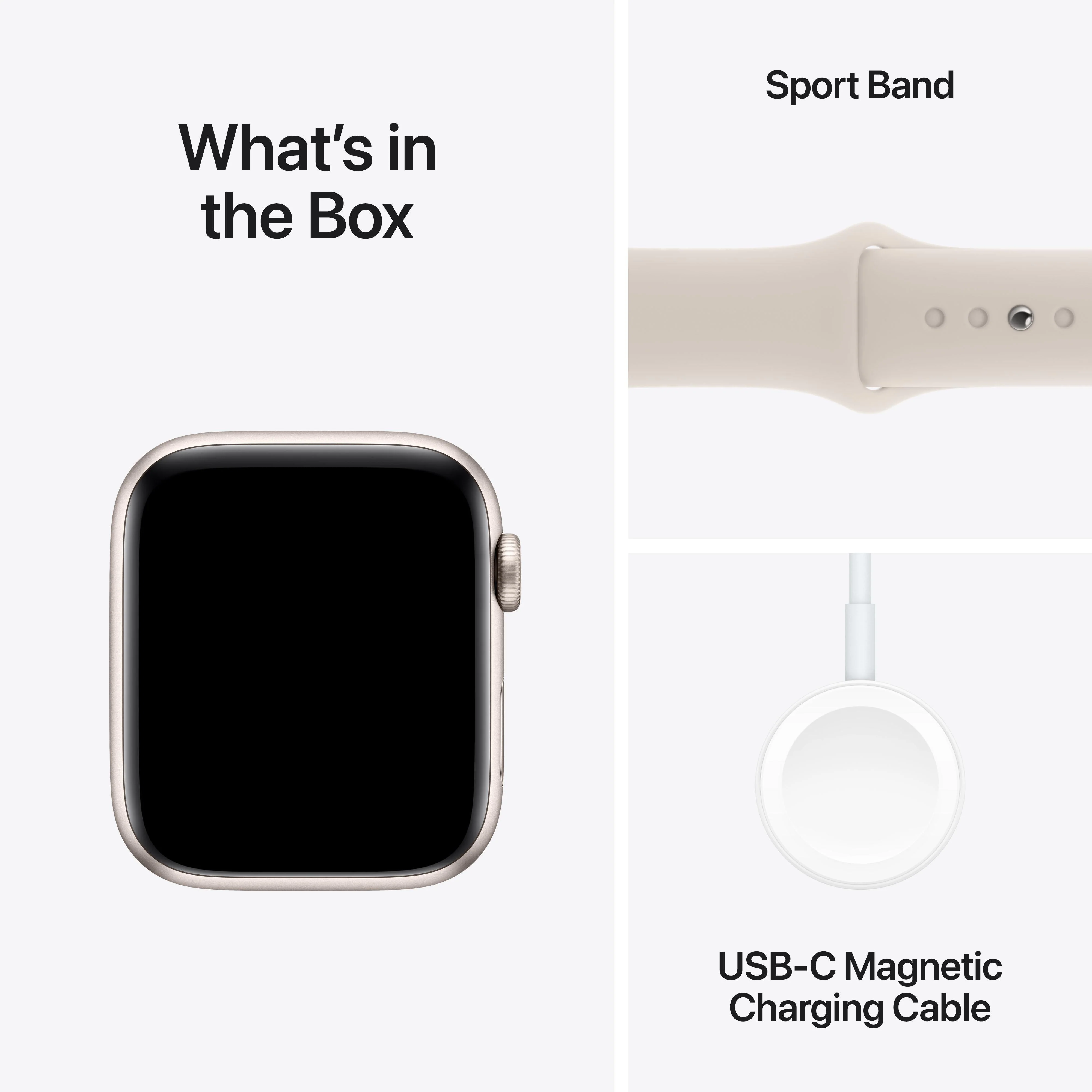 Apple Watch SE GPS 44mm Starlight Aluminium Case with Starlight Sport Band - M/L - Image 8