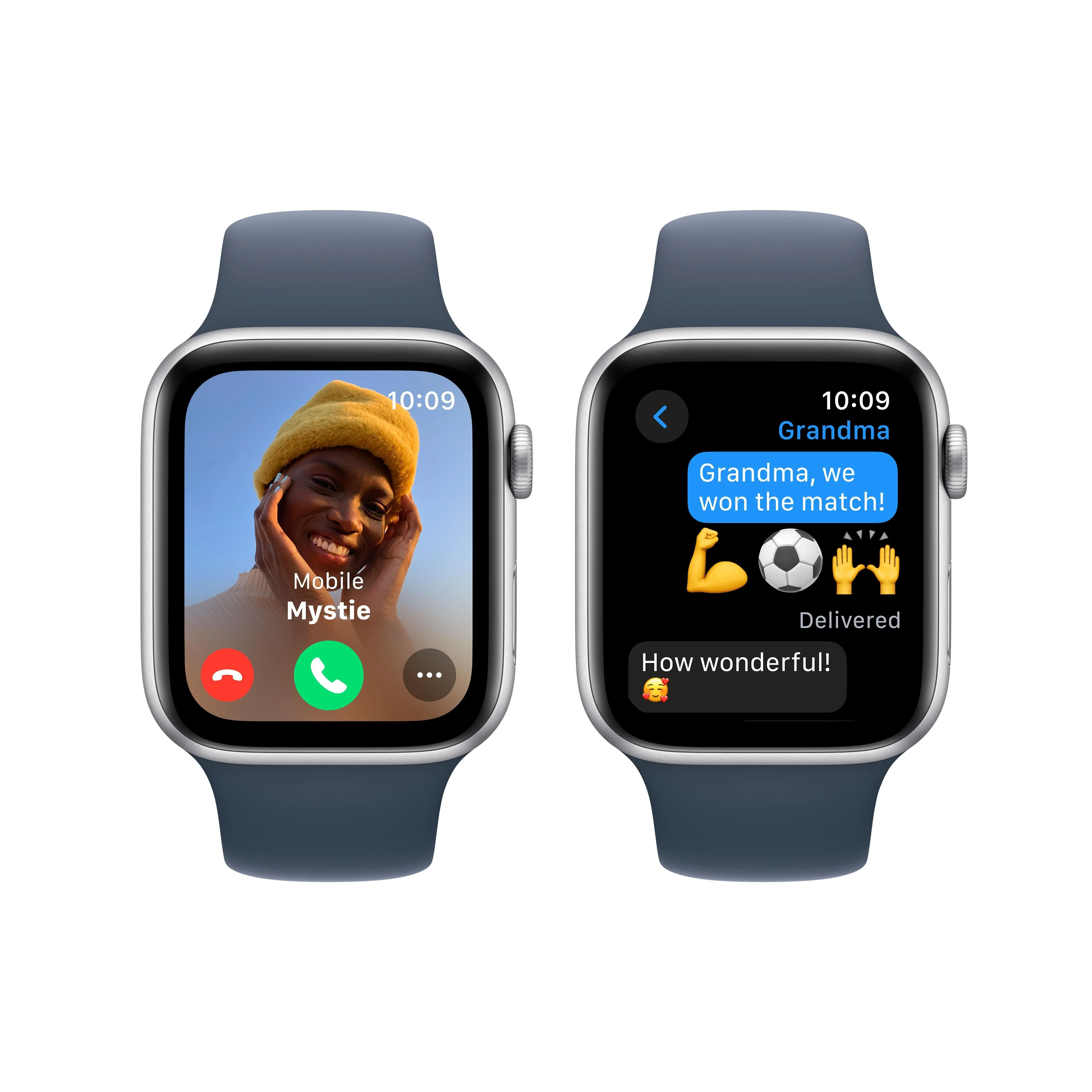 Apple Watch SE GPS 44mm Silver Aluminium Case with Storm Blue Sport Band - S/M - Image 4