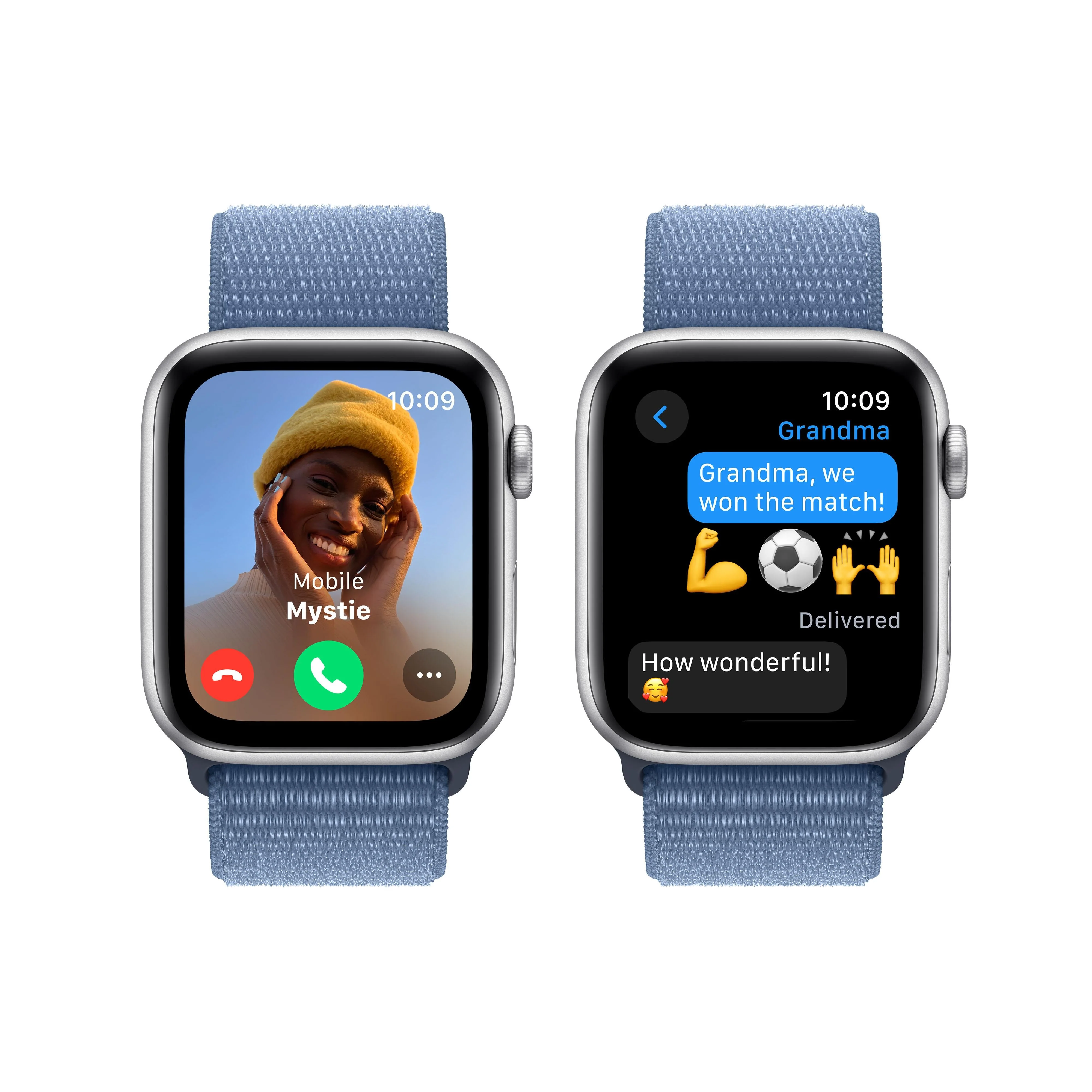 Apple Watch SE GPS 44mm Silver Aluminium Case with Winter Blue Sport Loop - Image 4
