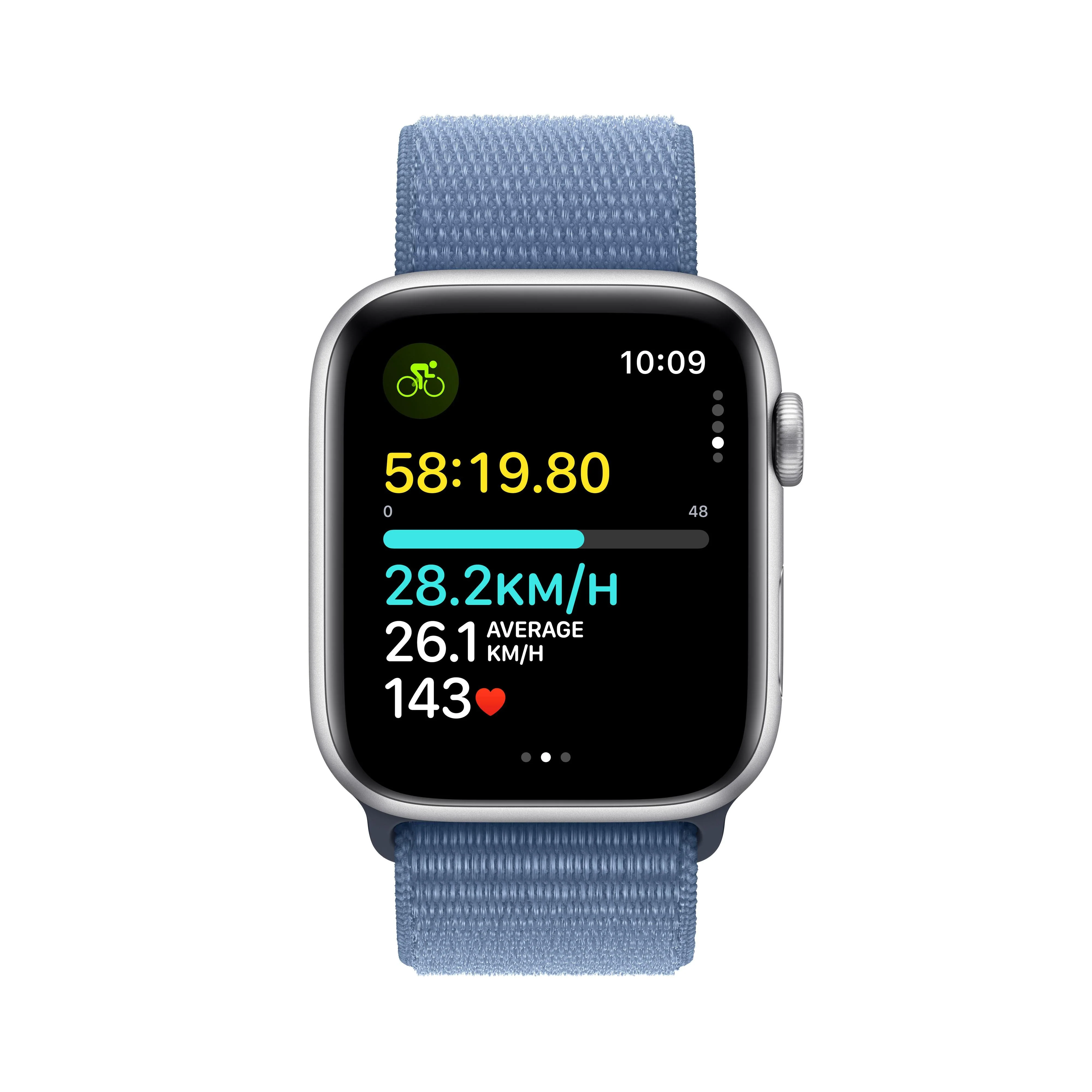 Apple Watch SE GPS 44mm Silver Aluminium Case with Winter Blue Sport Loop - Image 6