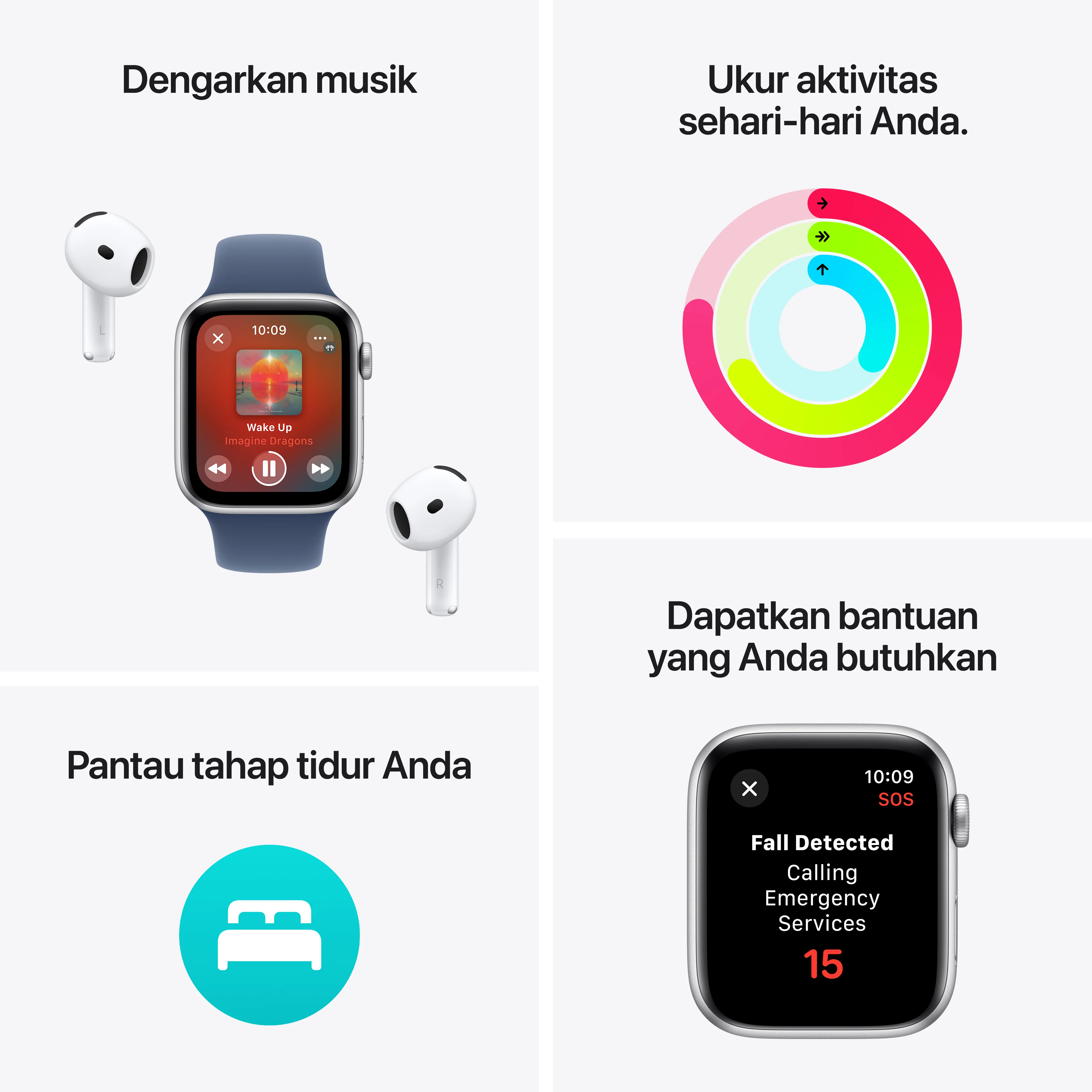 2024 Apple Watch SE 44 mm Silver Aluminium Sport Band - Image 3