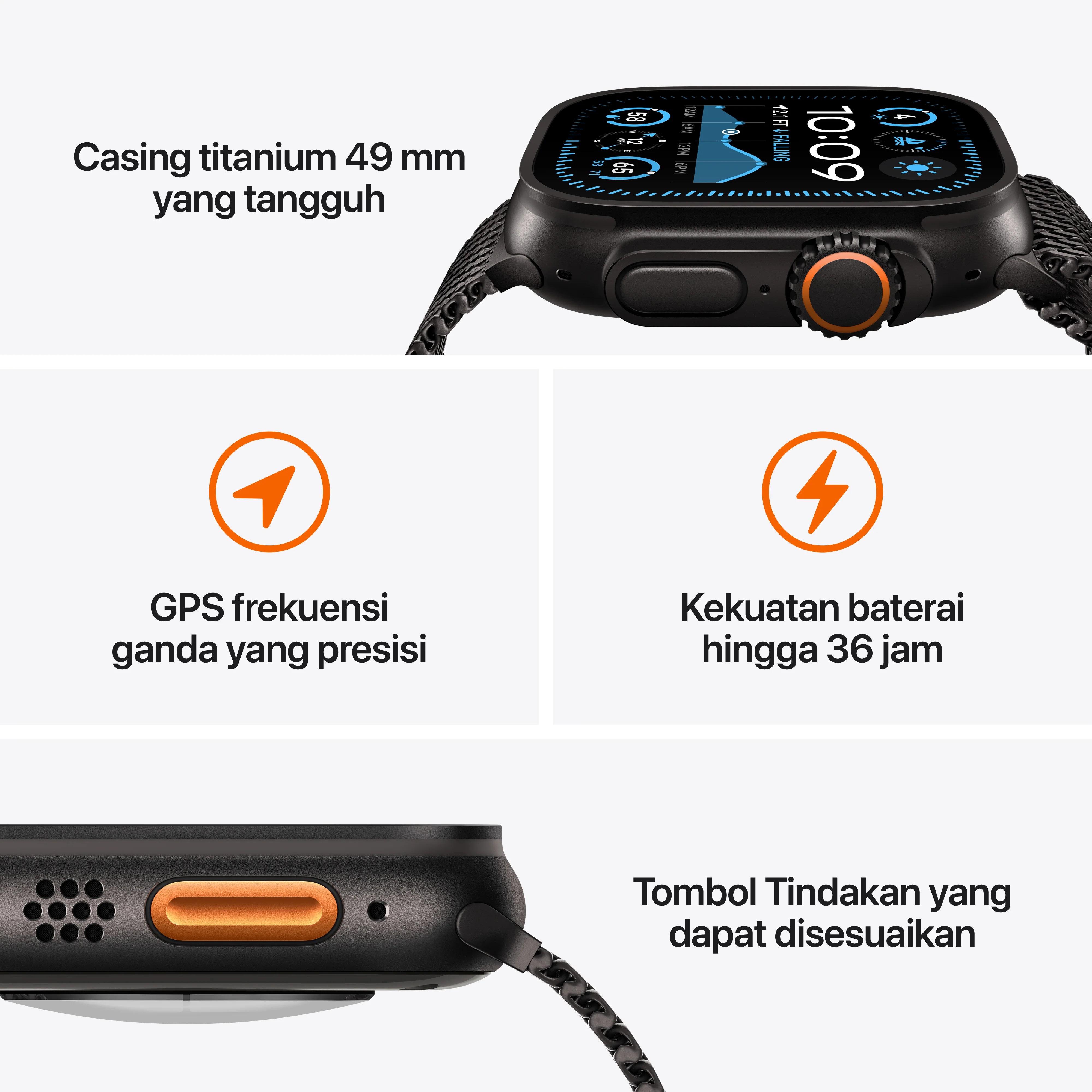 2024 Apple Watch Ultra 2 49 mm Black Titanium Case Alpine Loop - Image 4