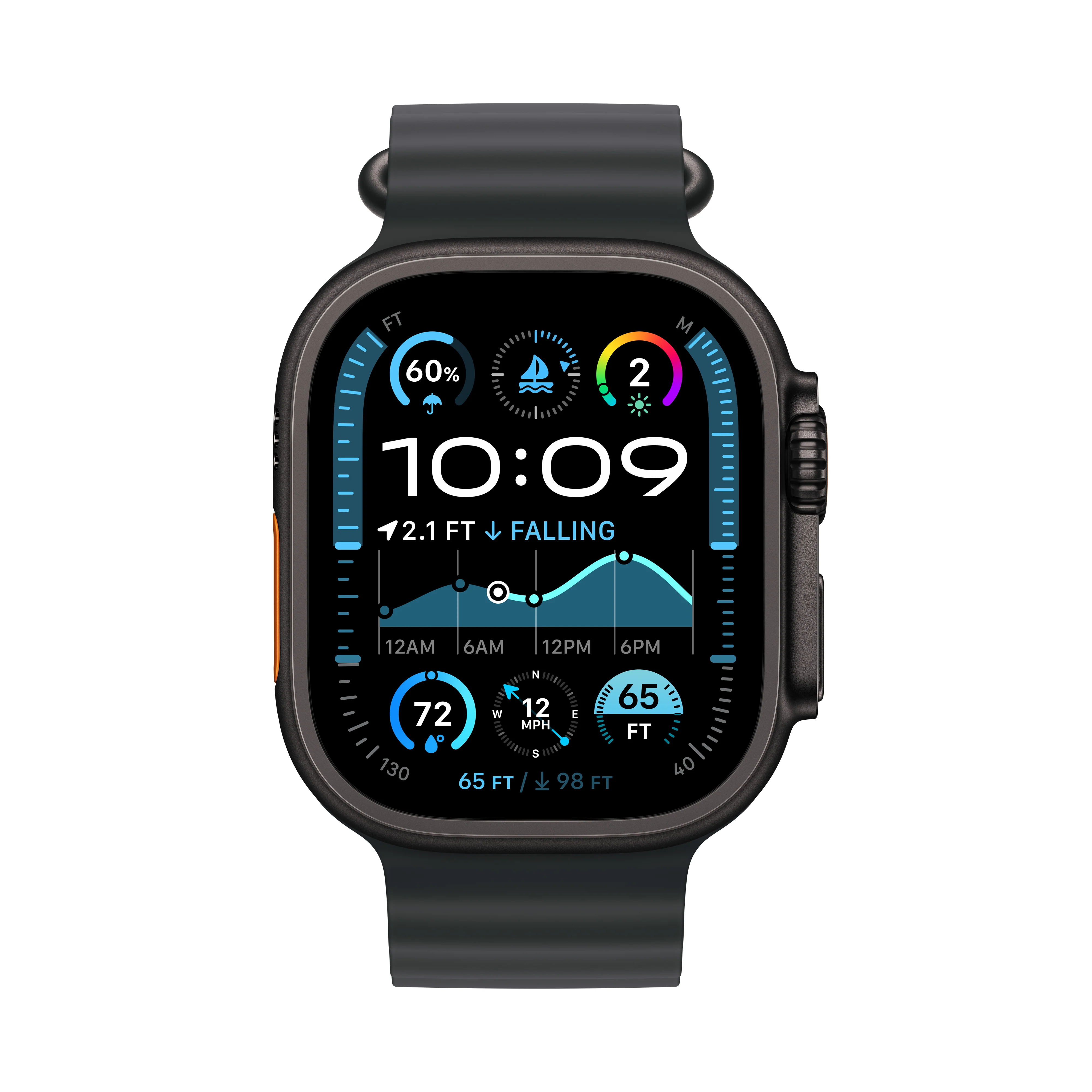 2024 Apple Watch Ultra 2 49 mm Black Titanium Case Ocean Band - Image 9