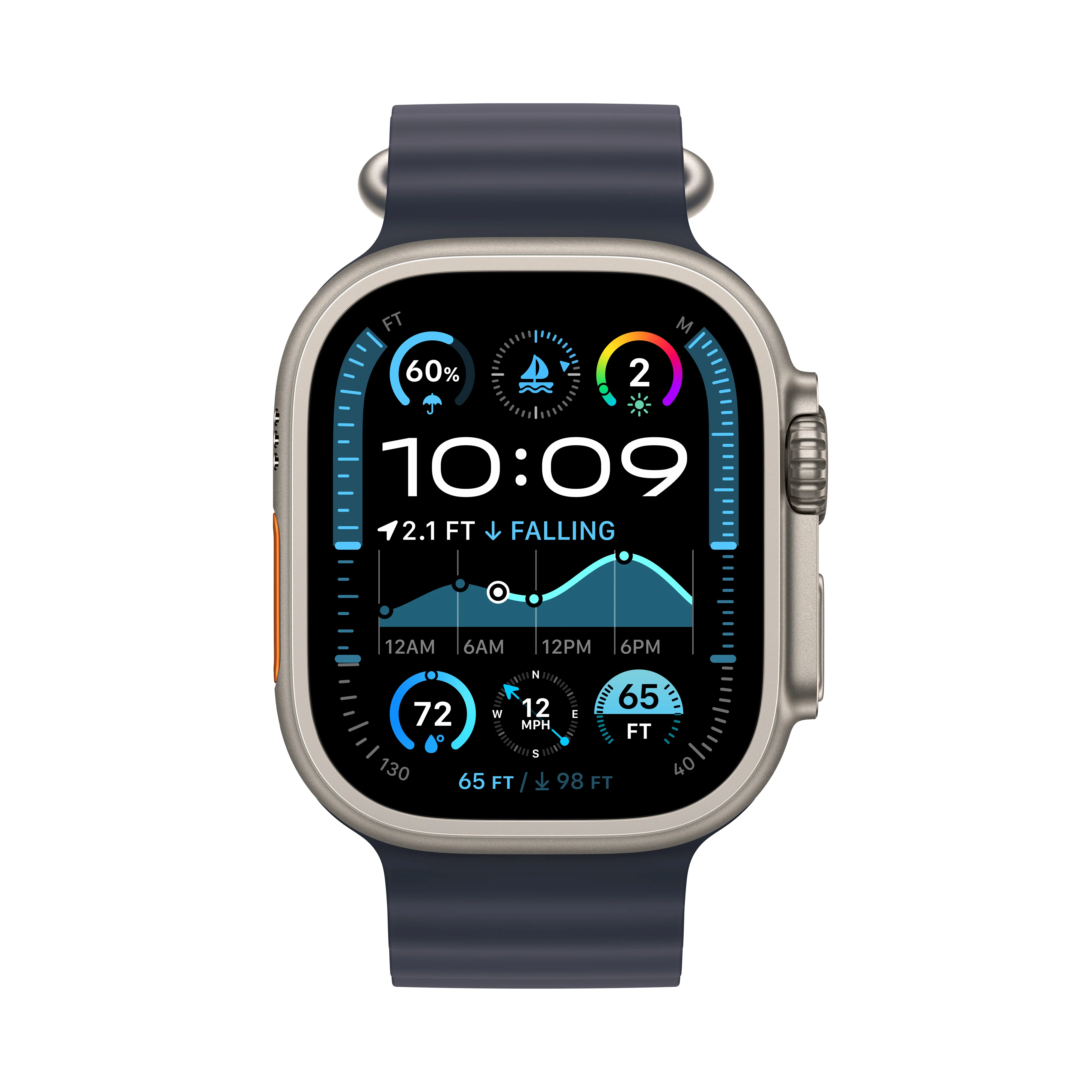 2024 Apple Watch Ultra 2 49 mm Natural Titanium Case Ocean Band - Image 3