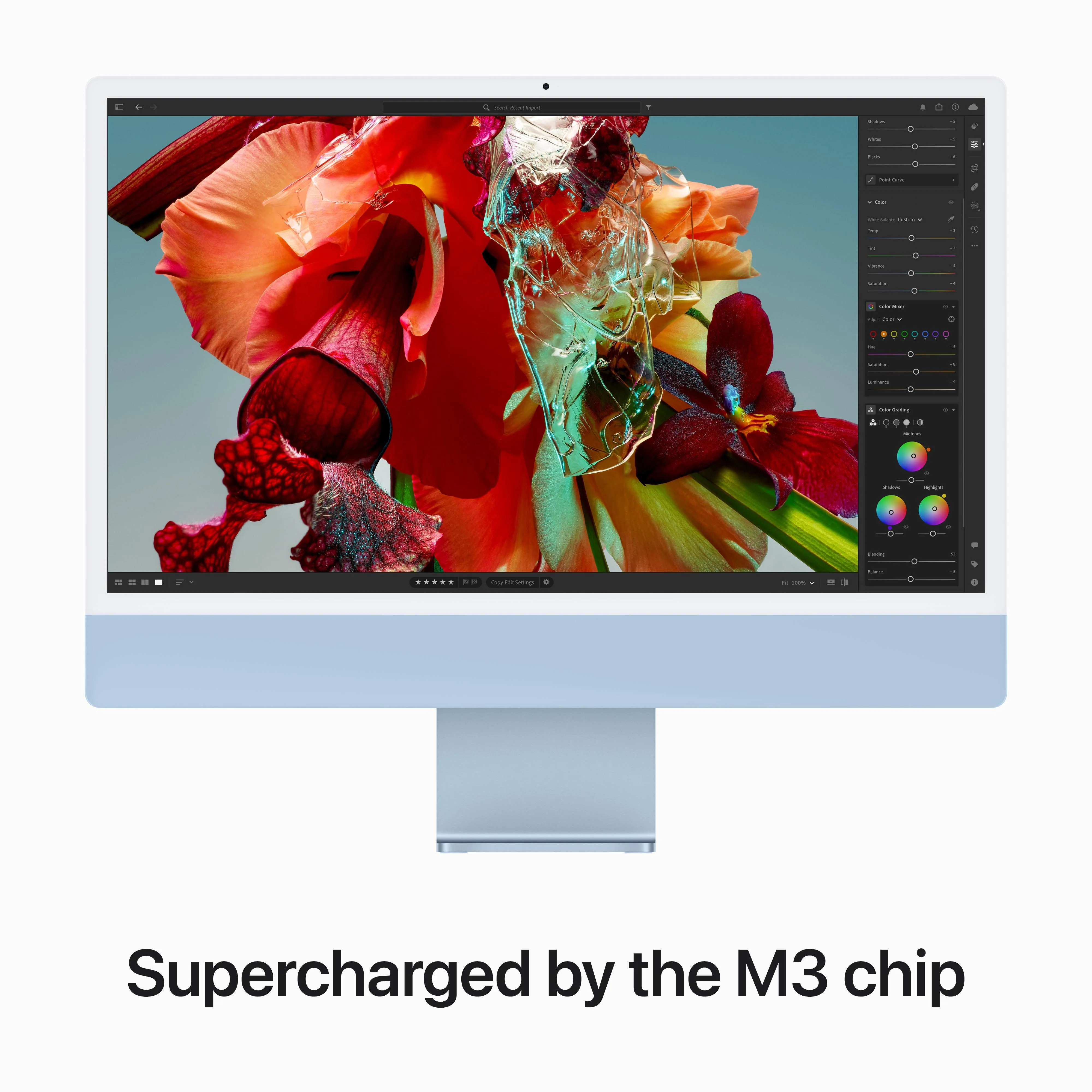 24-inch iMac with Retina 4.5K display: Apple M3 chip with 8‑core CPU and 10‑core GPU, 256GB SSD - Blue - Image 4