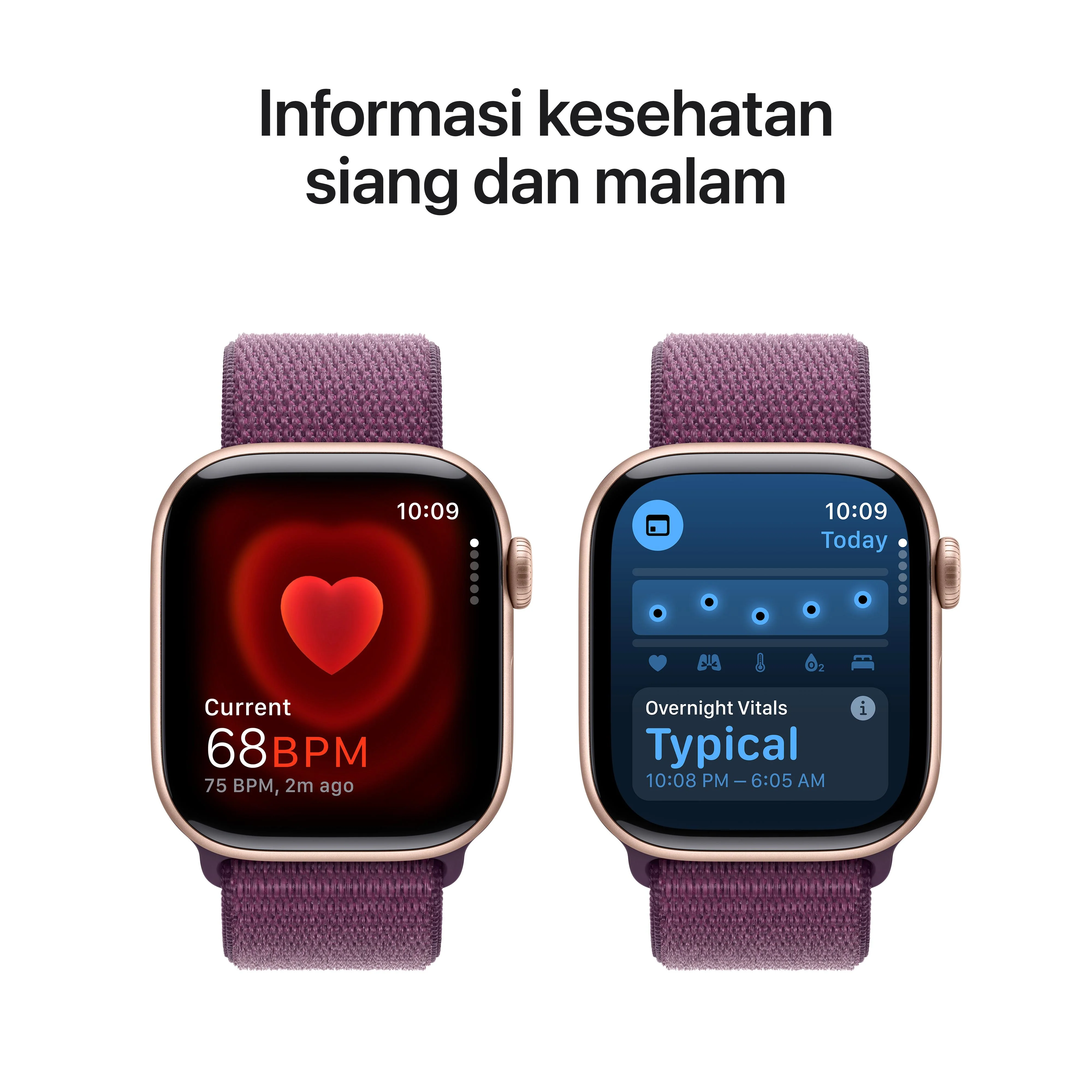 Apple Watch Series 10 GPS 42mm Rose Gold Aluminium Case with Plum Sport Loop - Image 5