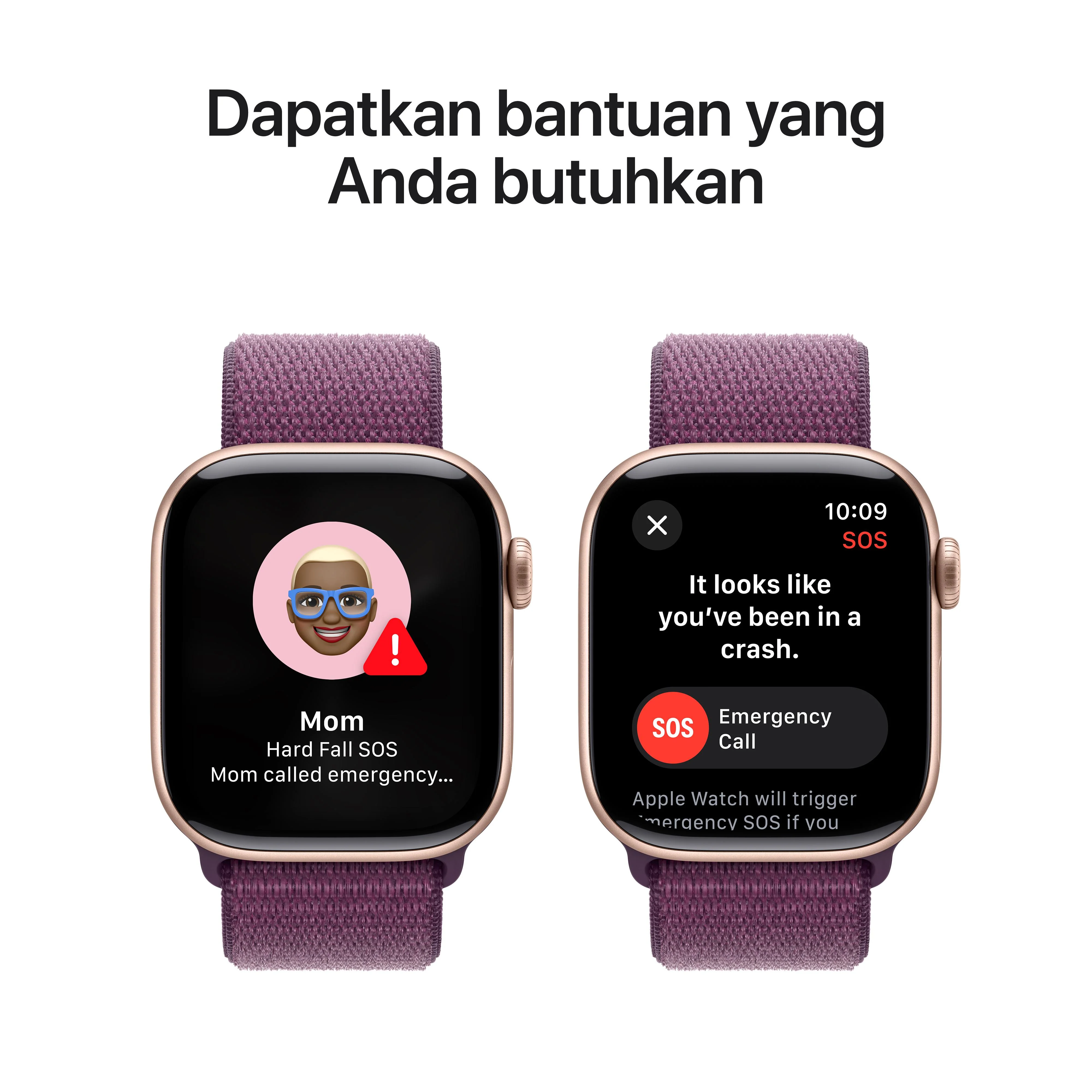 Apple Watch Series 10 GPS 42mm Rose Gold Aluminium Case with Plum Sport Loop - Image 6