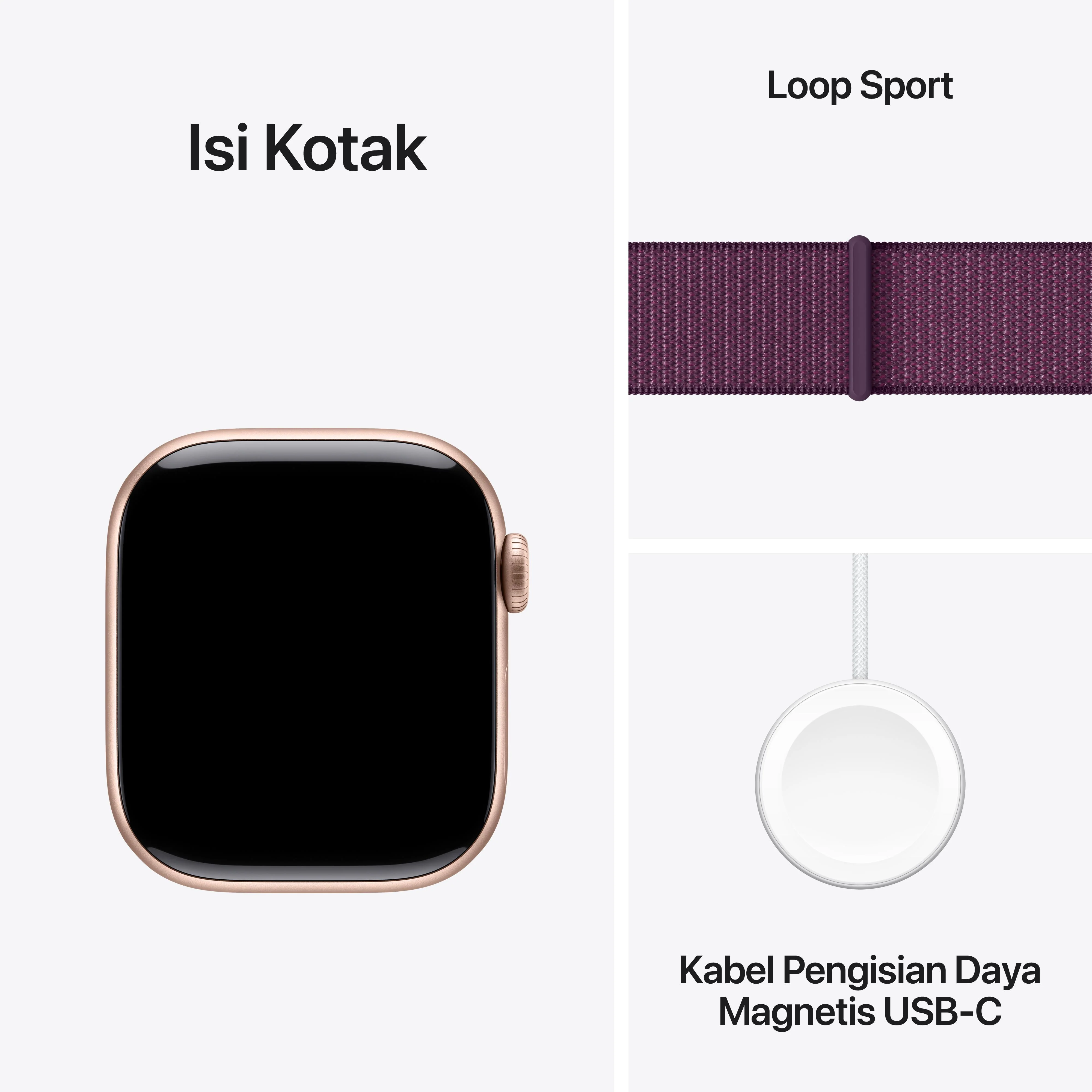 Apple Watch Series 10 GPS 42mm Rose Gold Aluminium Case with Plum Sport Loop - Image 9