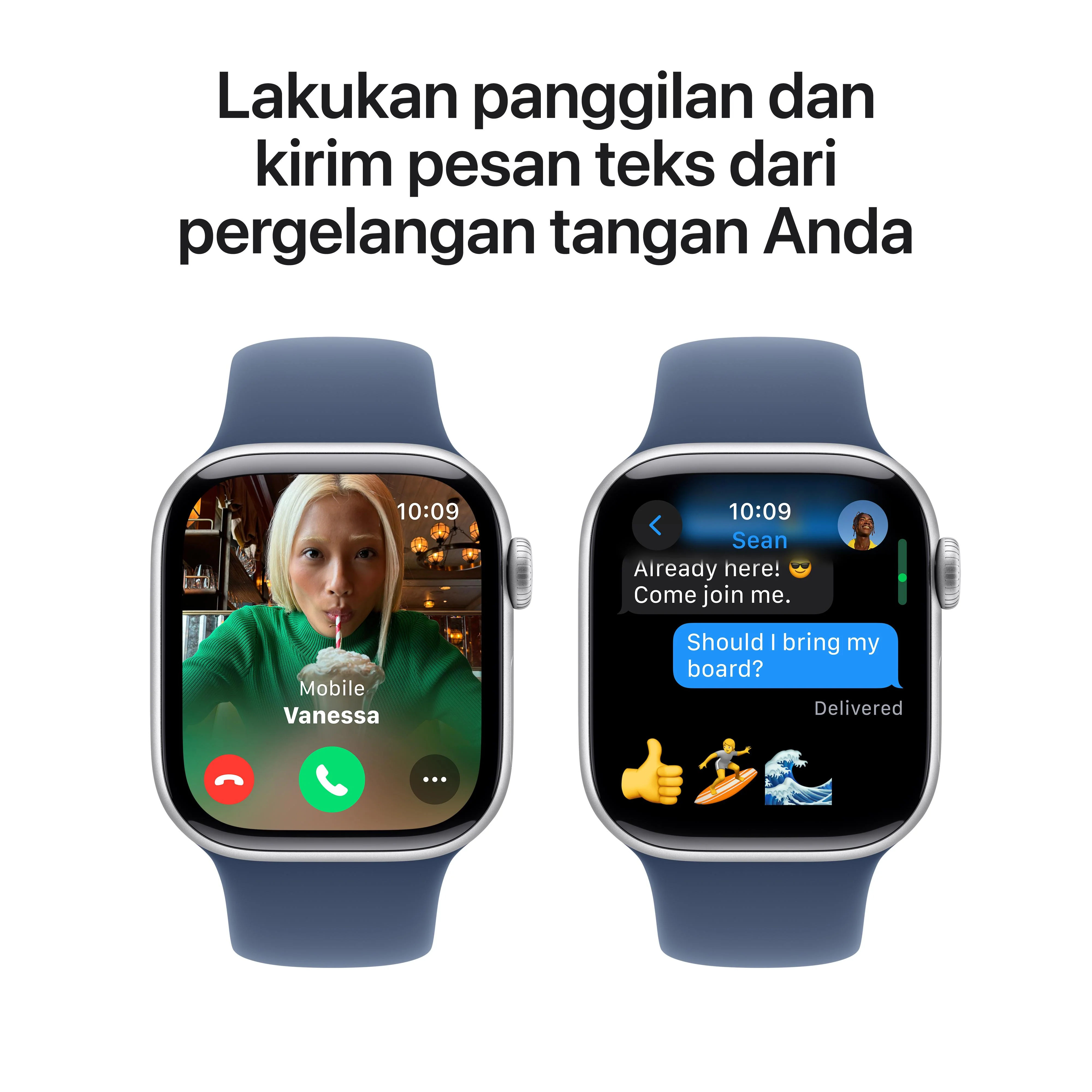 Apple Watch Series 10 GPS 42mm Silver Aluminium Case with Denim Sport Band - S/M - Image 7