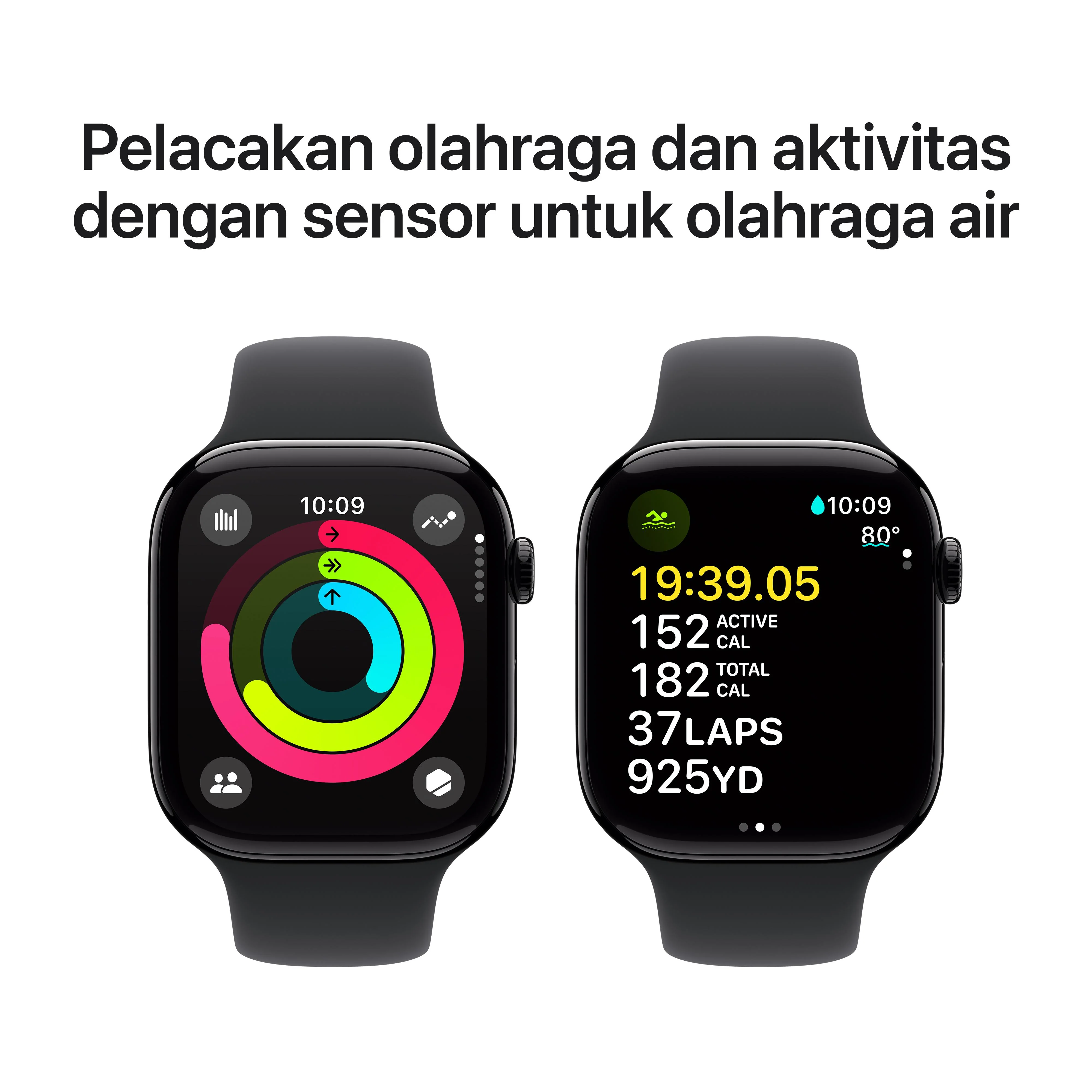 Apple Watch Series 10 GPS 46mm Jet Black Aluminium Case with Black Sport Band - M/L - Image 4