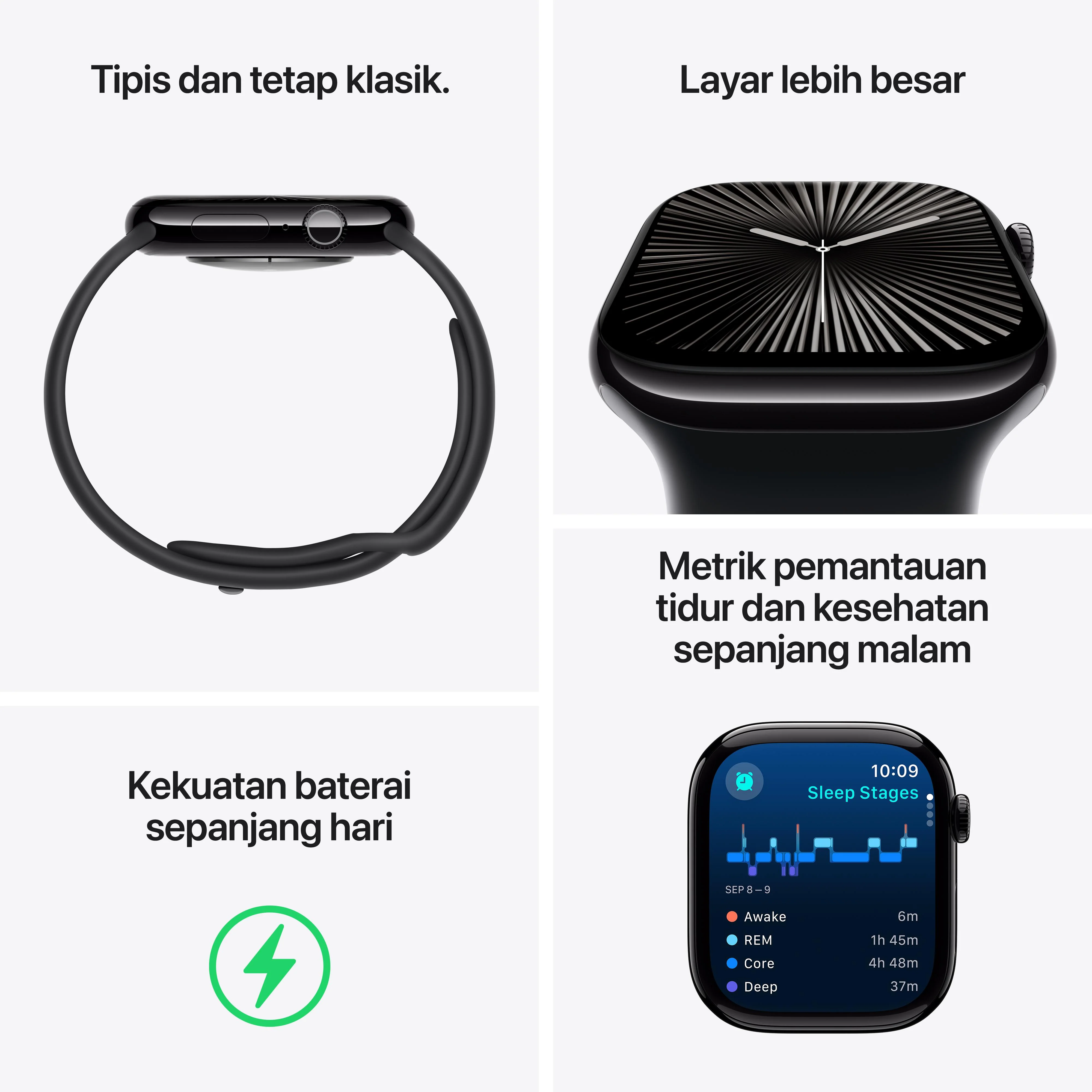 Apple Watch Series 10 GPS 46mm Jet Black Aluminium Case with Black Sport Band - S/M - Image 3