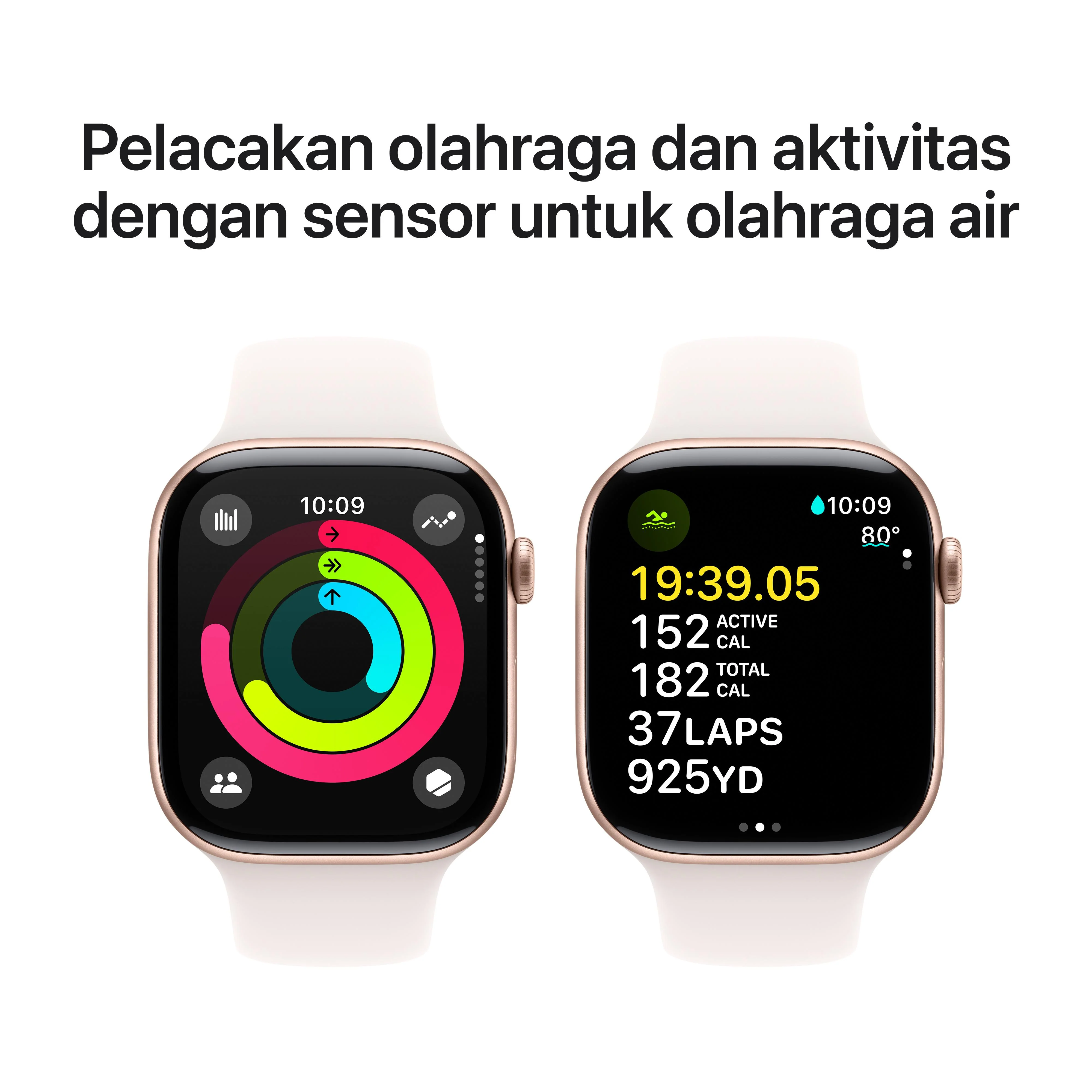 Apple Watch Series 10 GPS 46mm Rose Gold Aluminium Case with Light Blush Sport Band - M/L - Image 4