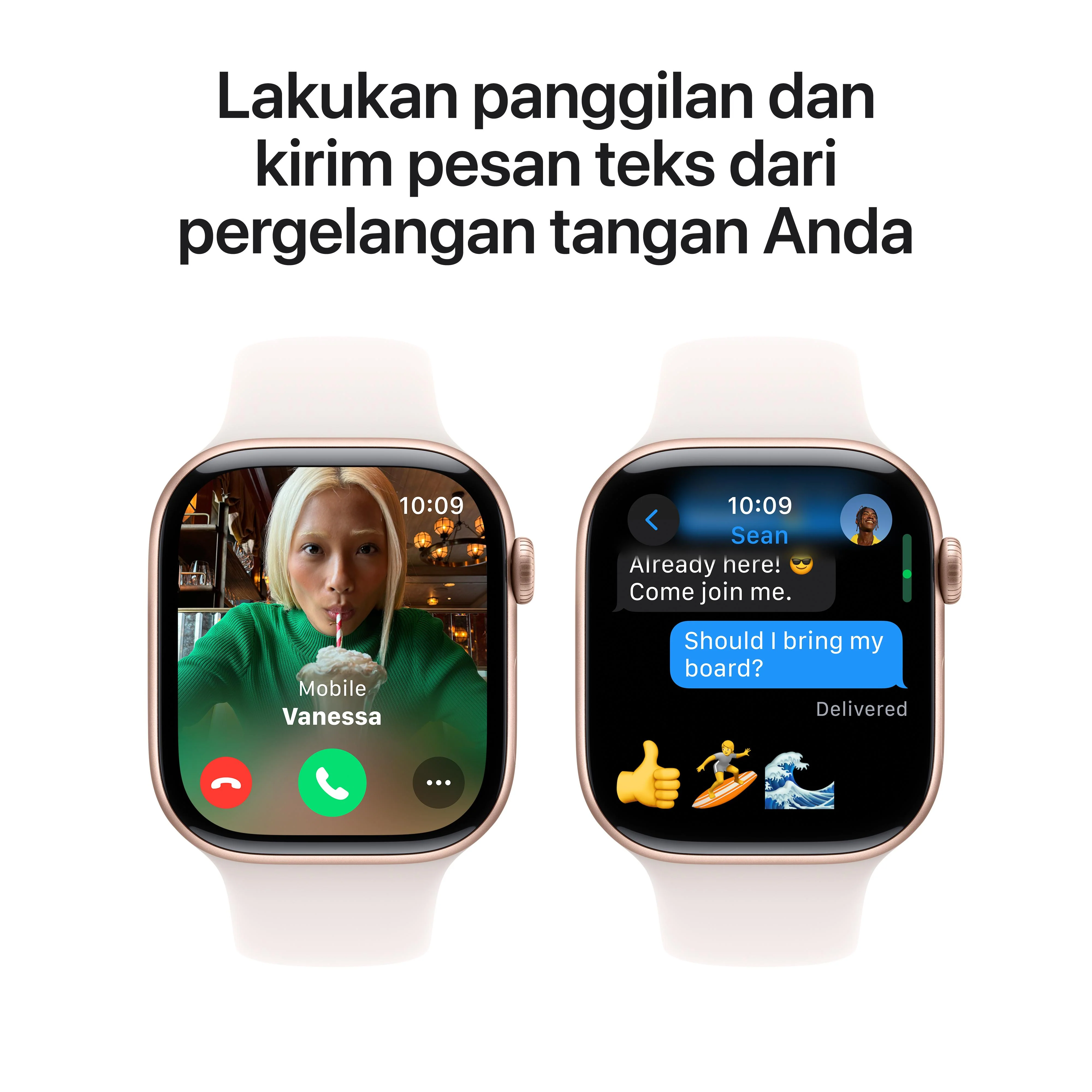 Apple Watch Series 10 GPS 46mm Rose Gold Aluminium Case with Light Blush Sport Band - S/M - Image 7