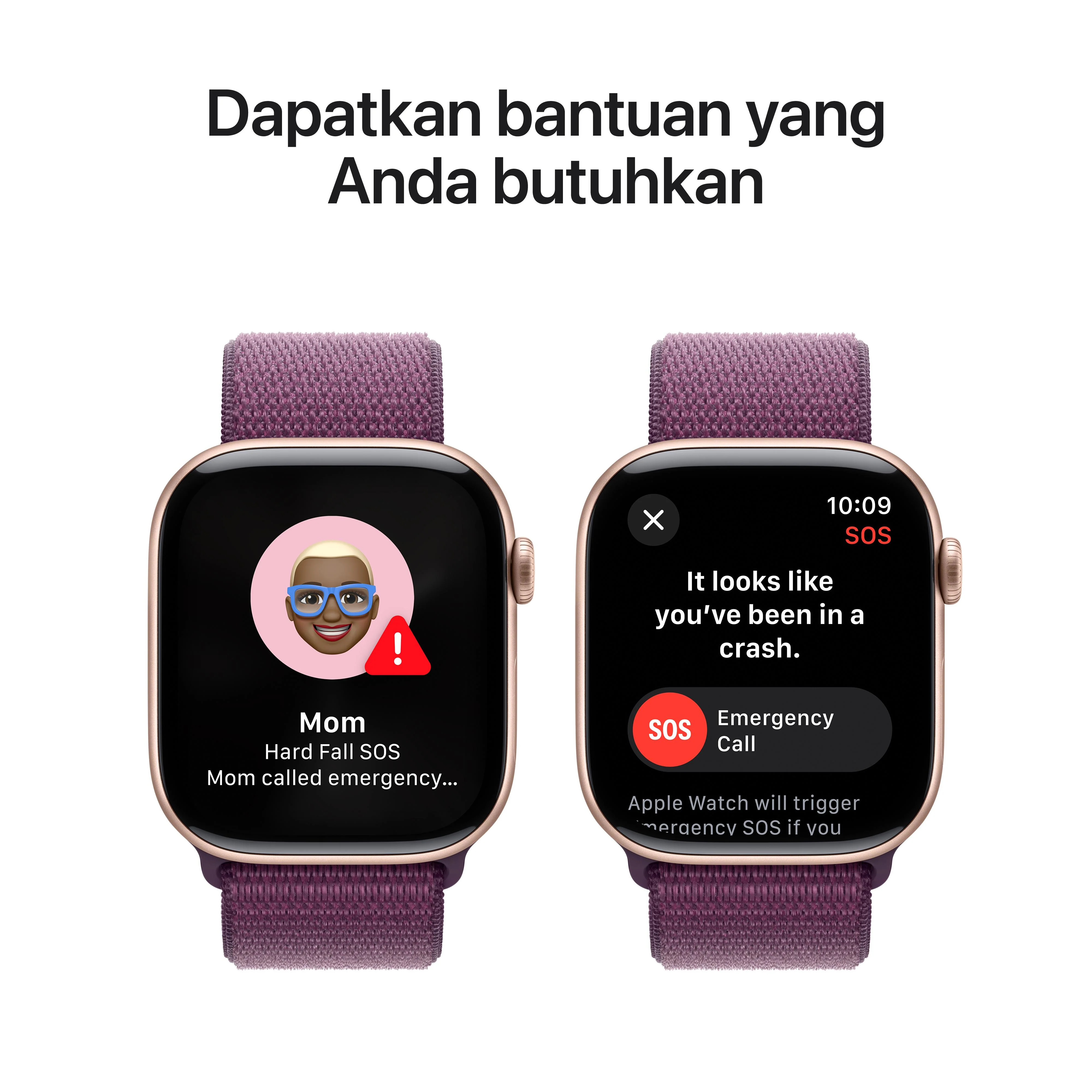 Apple Watch Series 10 GPS 46mm Rose Gold Aluminium Case with Plum Sport Loop - Image 6