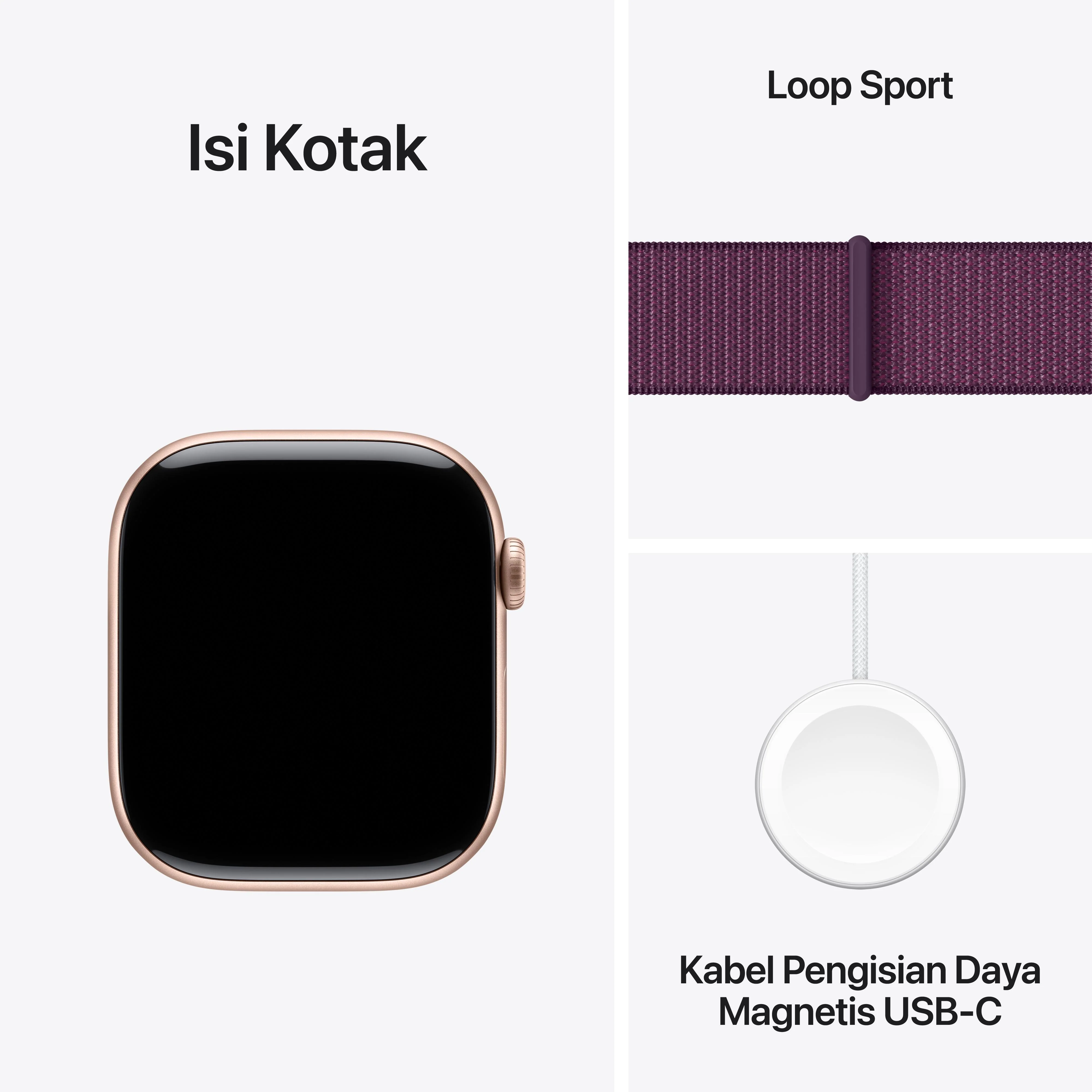 Apple Watch Series 10 GPS 46mm Rose Gold Aluminium Case with Plum Sport Loop - Image 9