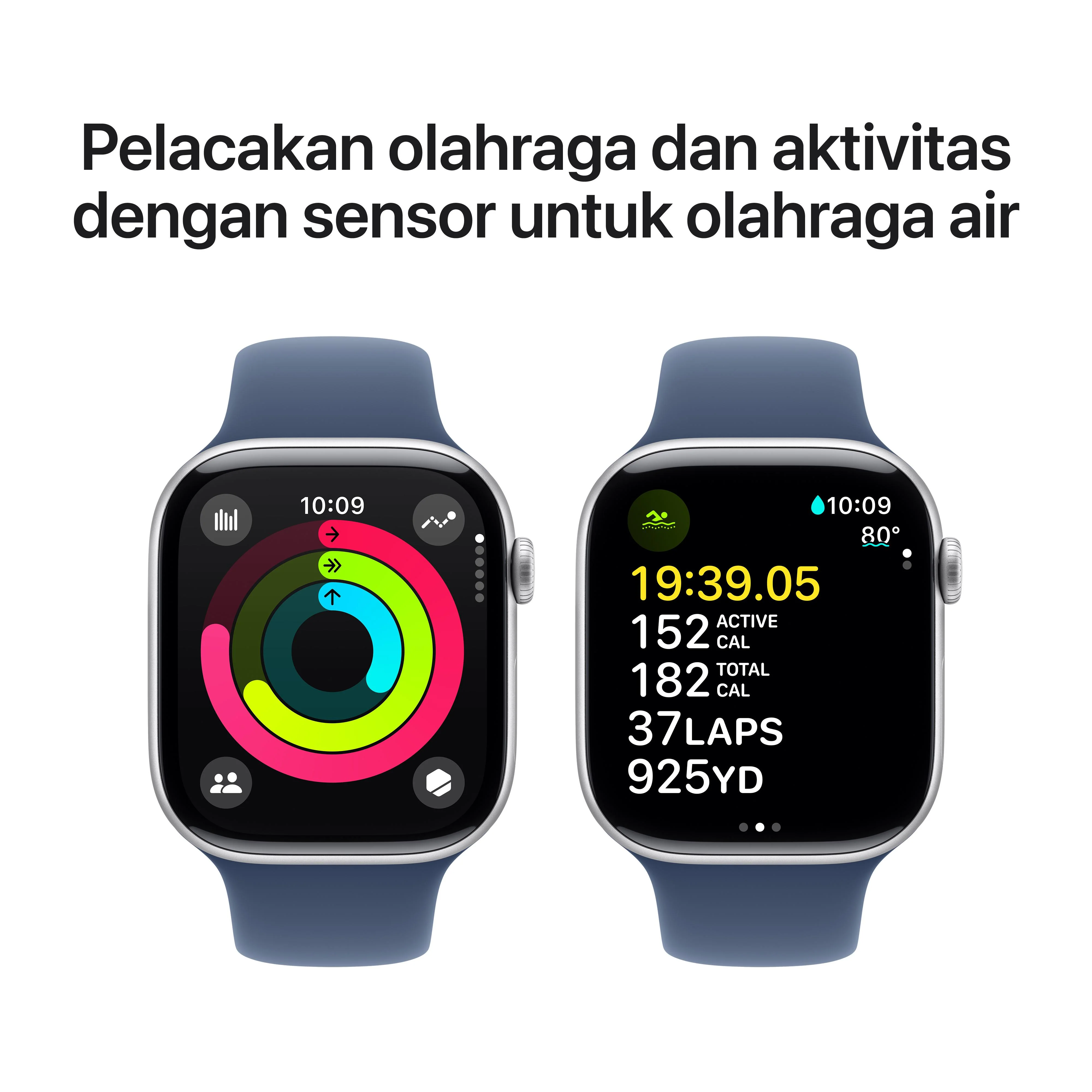 Apple Watch Series 10 GPS 46mm Silver Aluminium Case with Denim Sport Band - M/L - Image 4