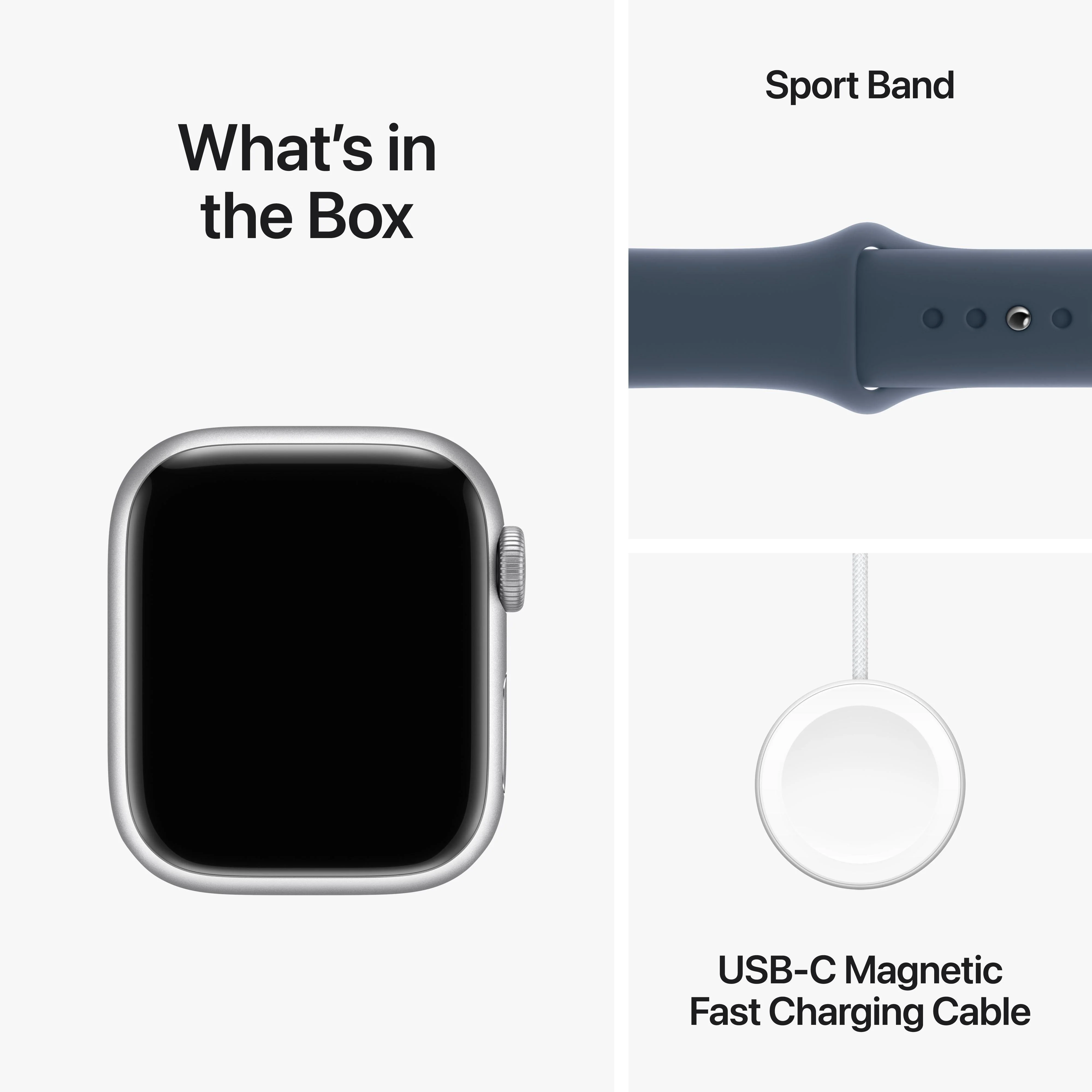 Apple Watch Series 9 GPS 41mm Silver Aluminium Case with Storm Blue Sport Band - M/L - Image 10