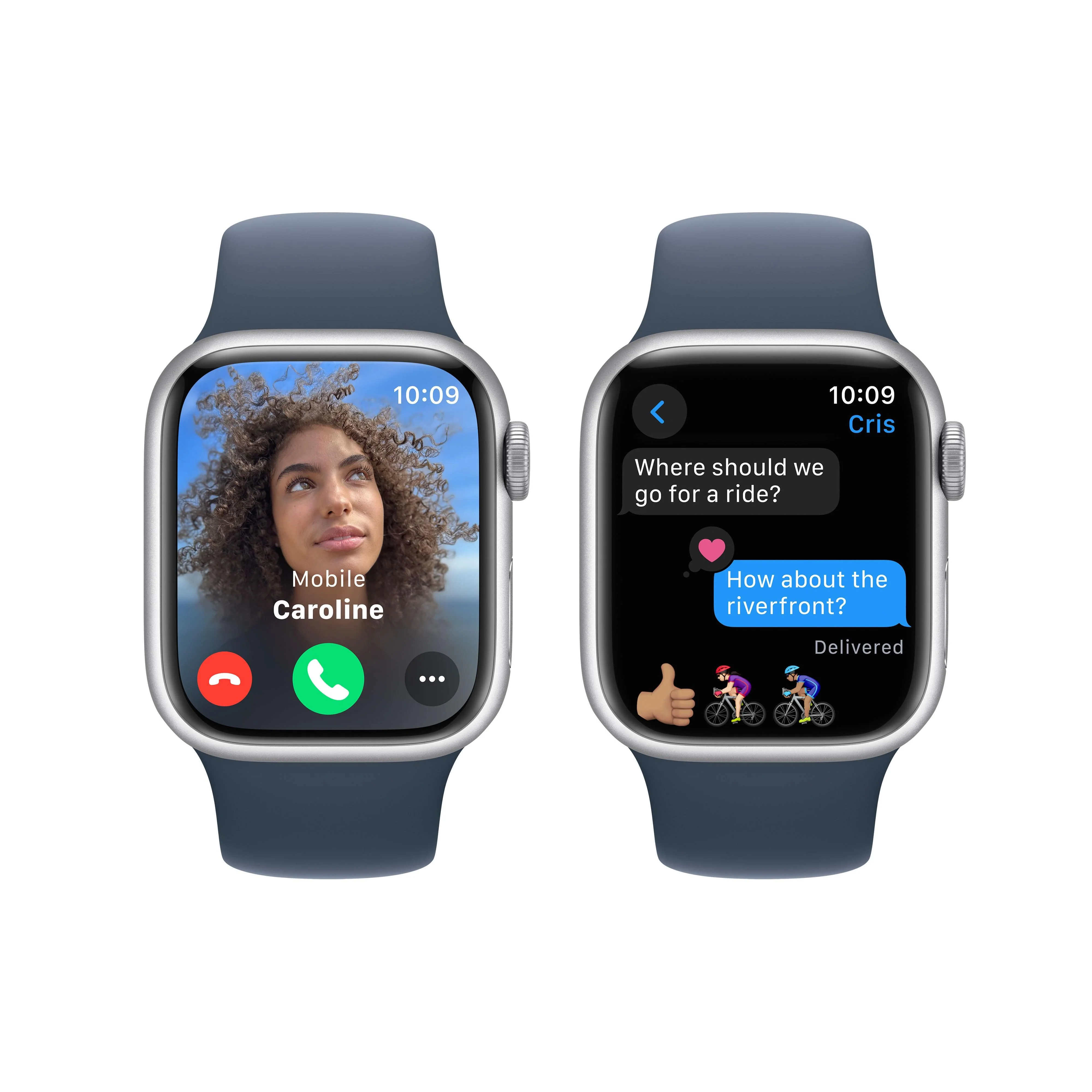 Apple Watch Series 9 GPS 41mm Silver Aluminium Case with Storm Blue Sport Band - M/L - Image 6