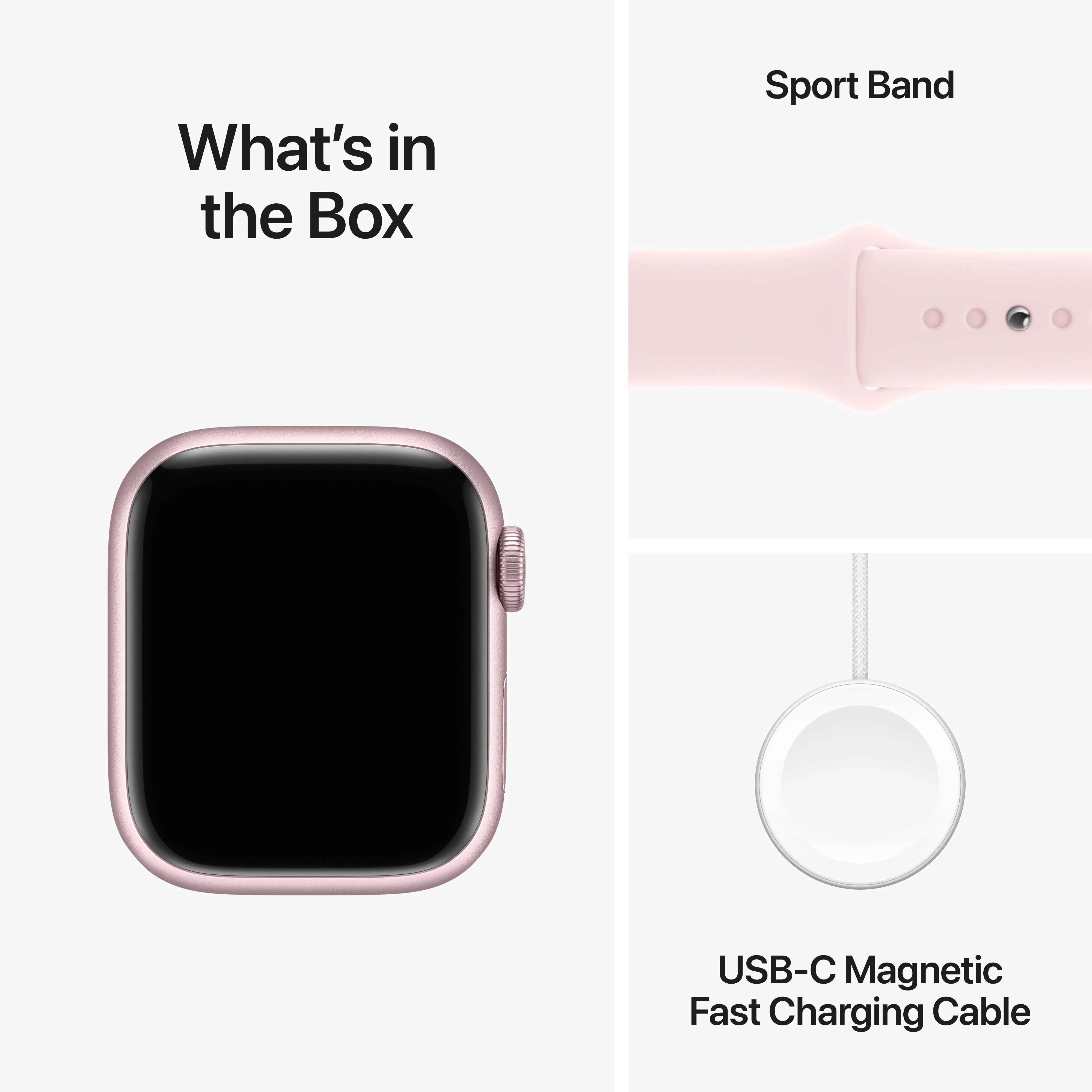 Apple Watch Series 9 GPS 41mm Pink Aluminium Case with Light Pink Sport Band - M/L - Image 10
