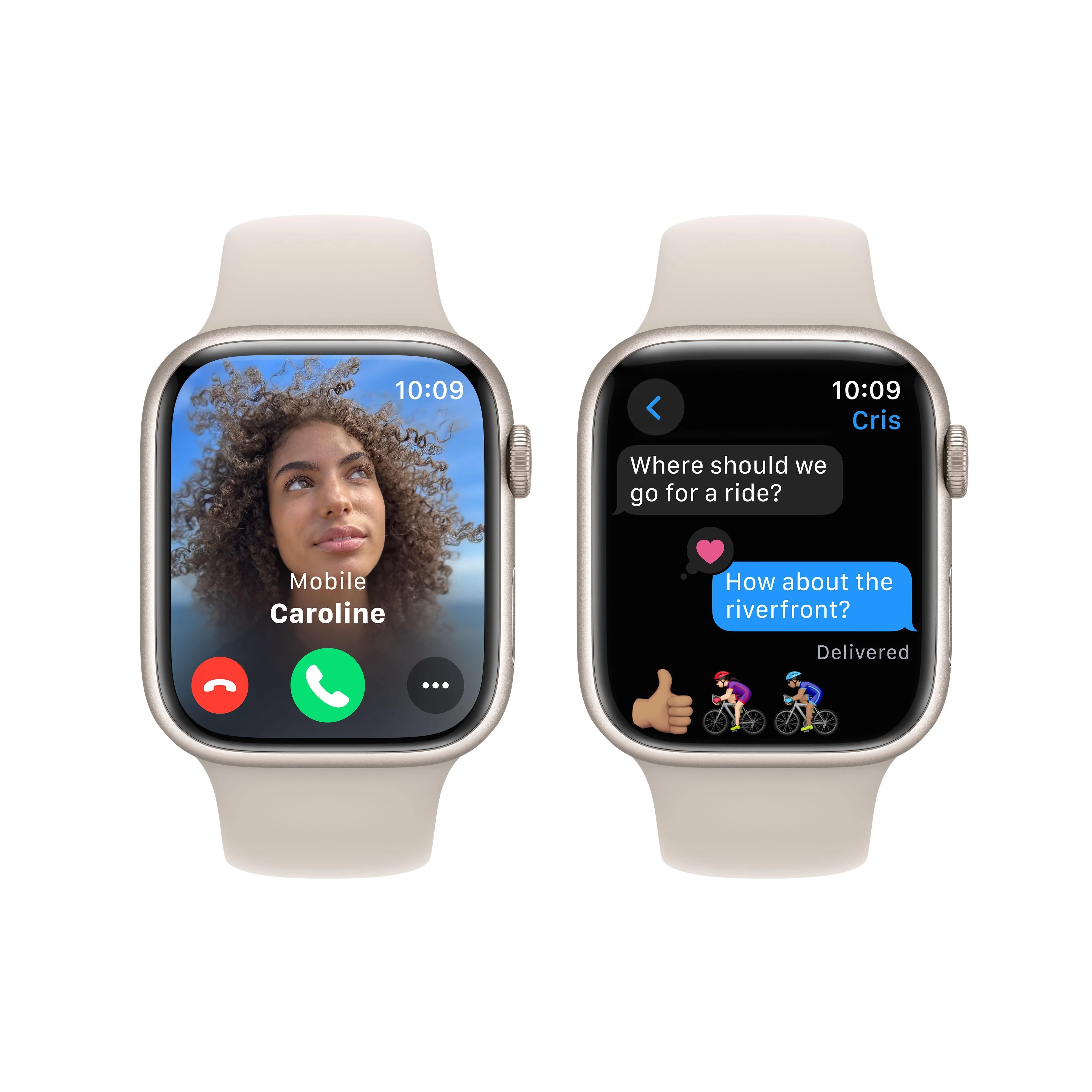 Apple Watch Series 9 GPS 45mm Starlight Aluminium Case with Starlight Sport Band - M/L - Image 6