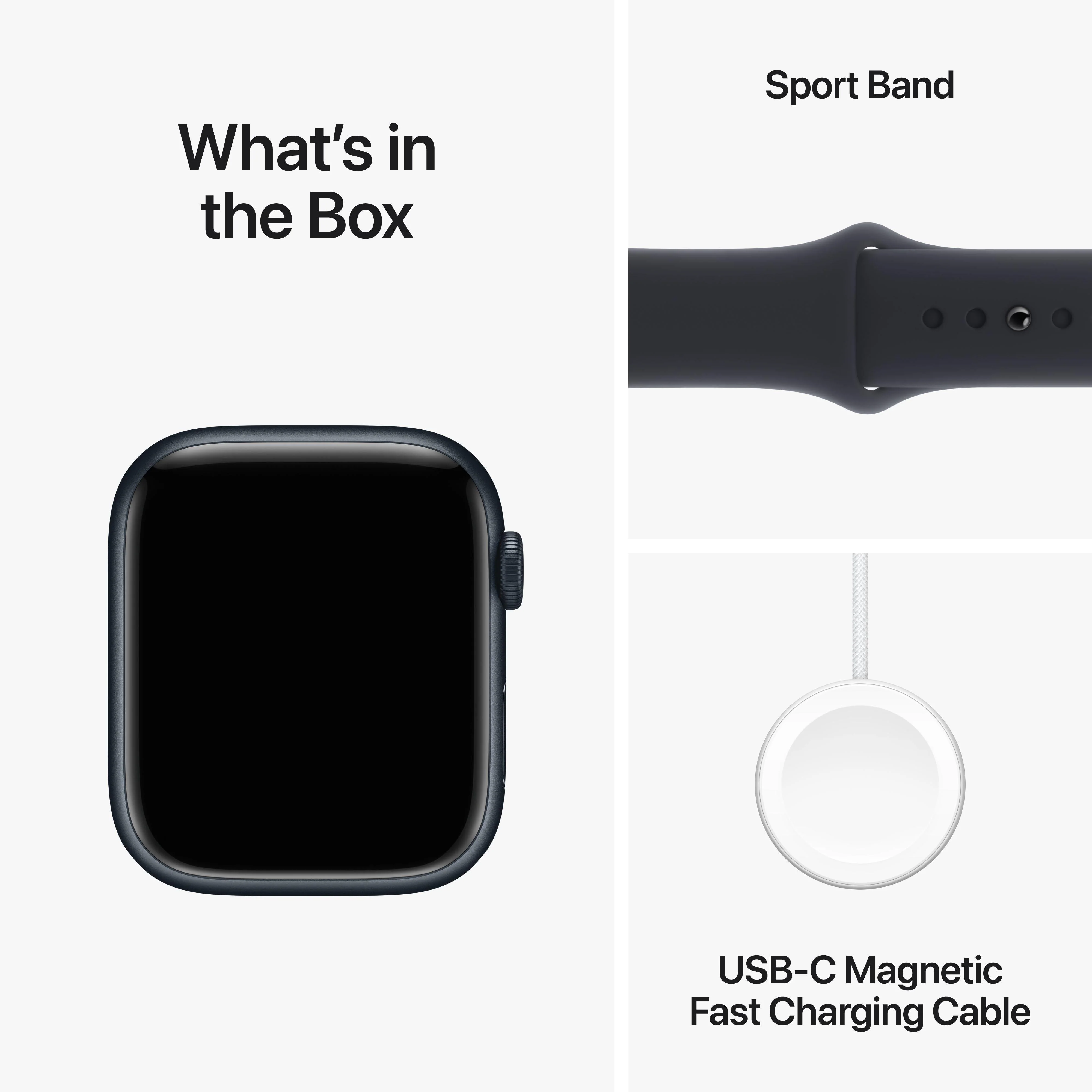 Apple Watch Series 9 GPS 45mm Midnight Aluminium Case with Midnight Sport Band - S/M - Image 10
