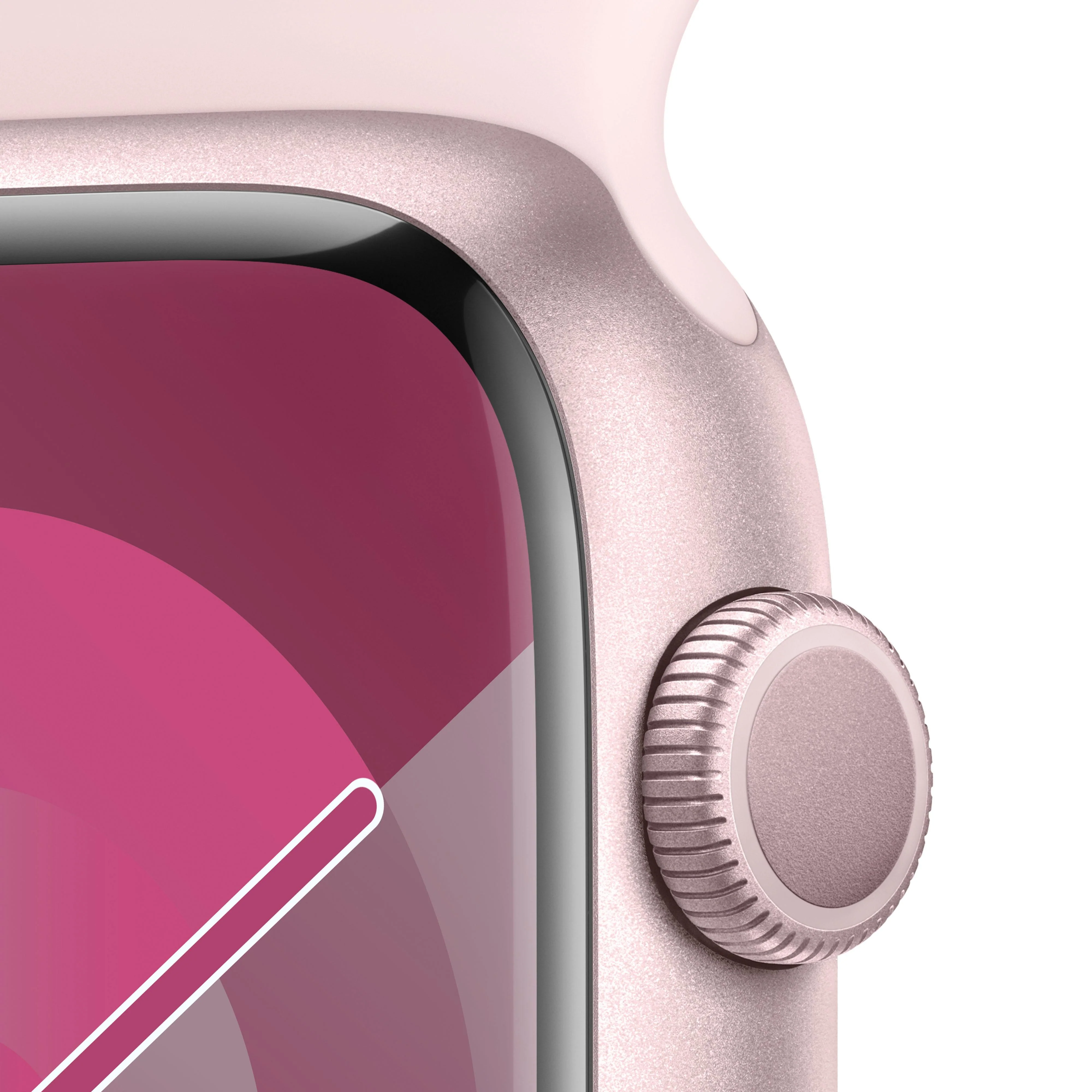 Apple Watch Series 9 GPS 45mm Pink Aluminium Case with Light Pink Sport Band - S/M - Image 3