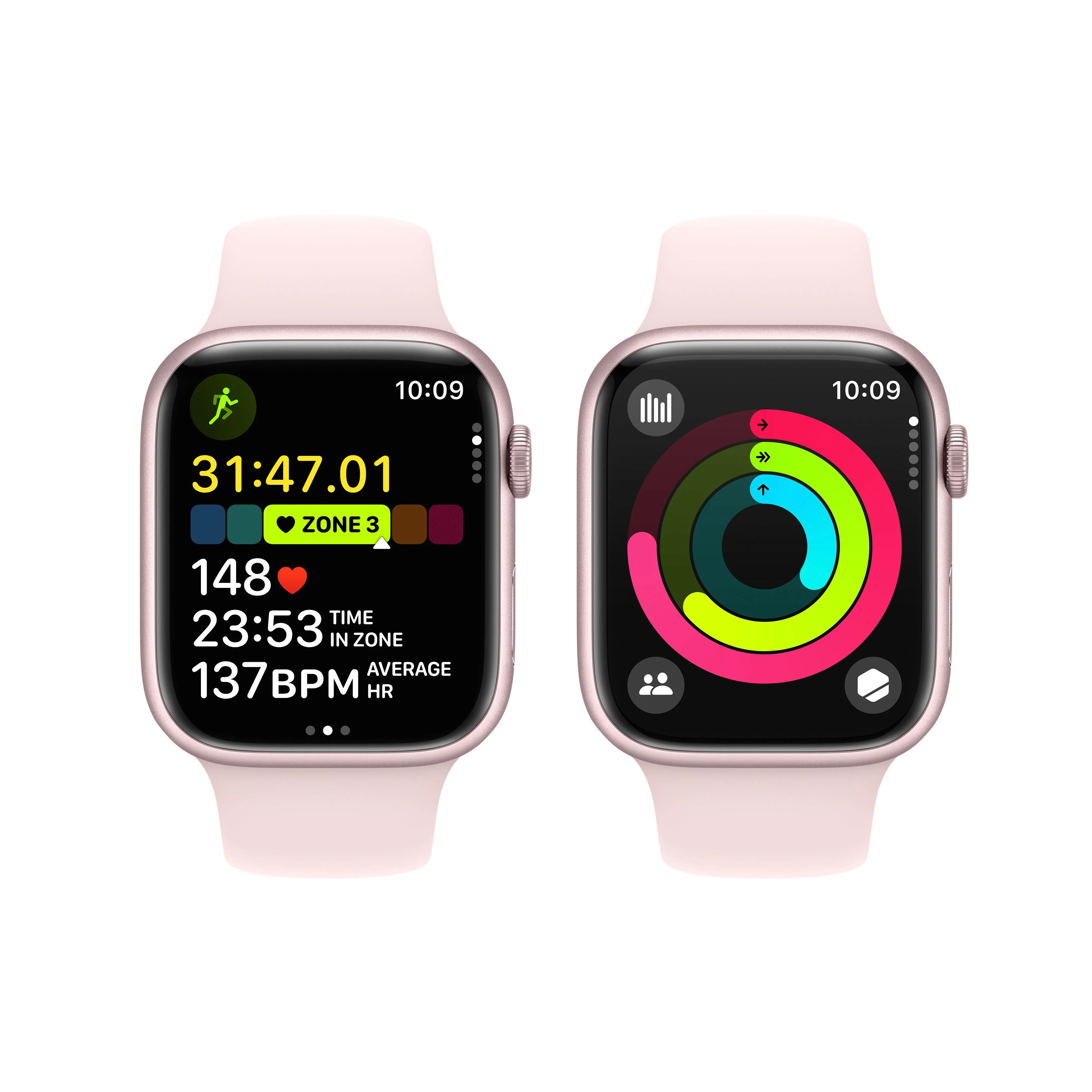 Apple Watch Series 9 GPS 45mm Pink Aluminium Case with Light Pink Sport Band - S/M - Image 8