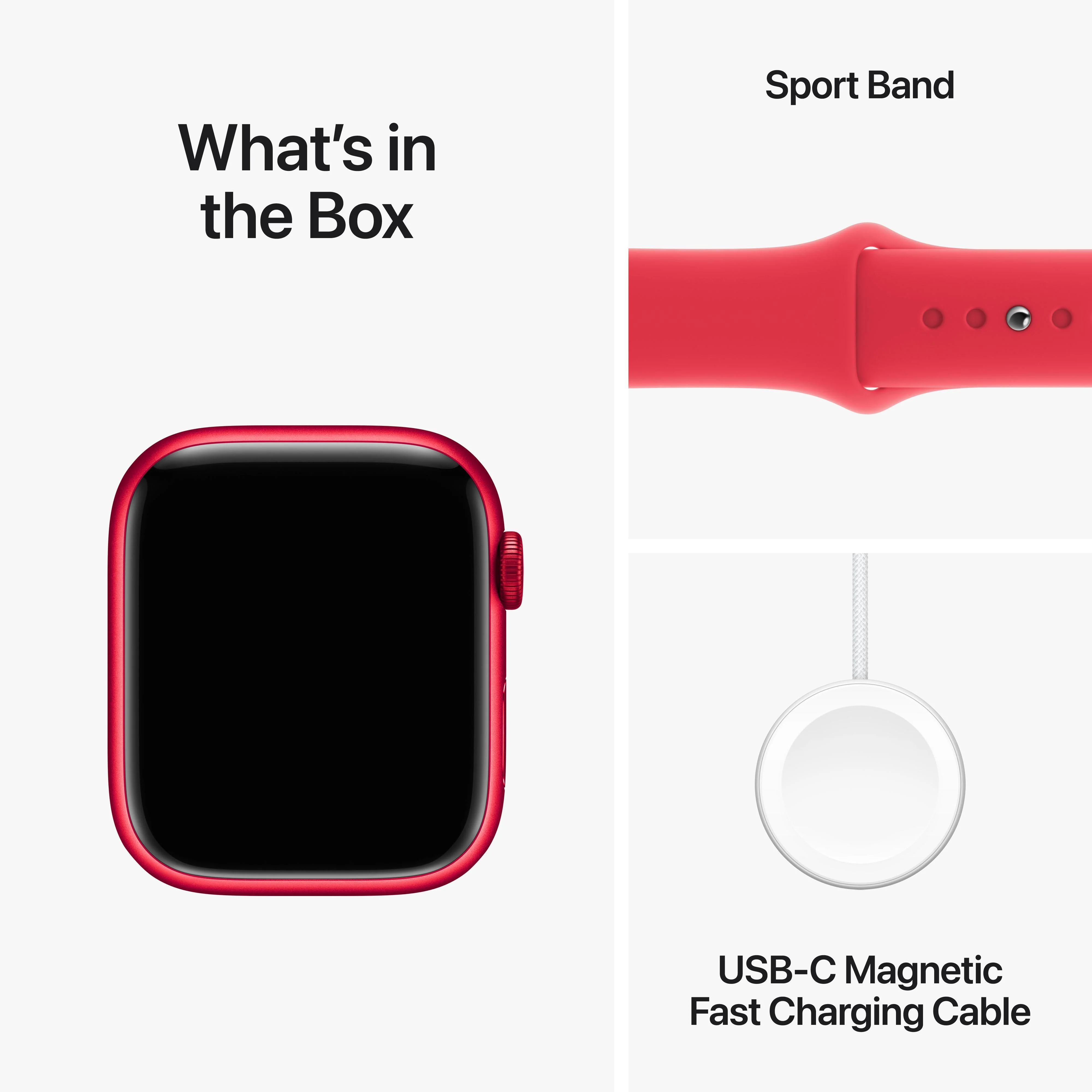 Apple Watch Series 9 GPS 45mm (PRODUCT)RED Aluminium Case with (PRODUCT)RED Sport Band - M/L - Image 10