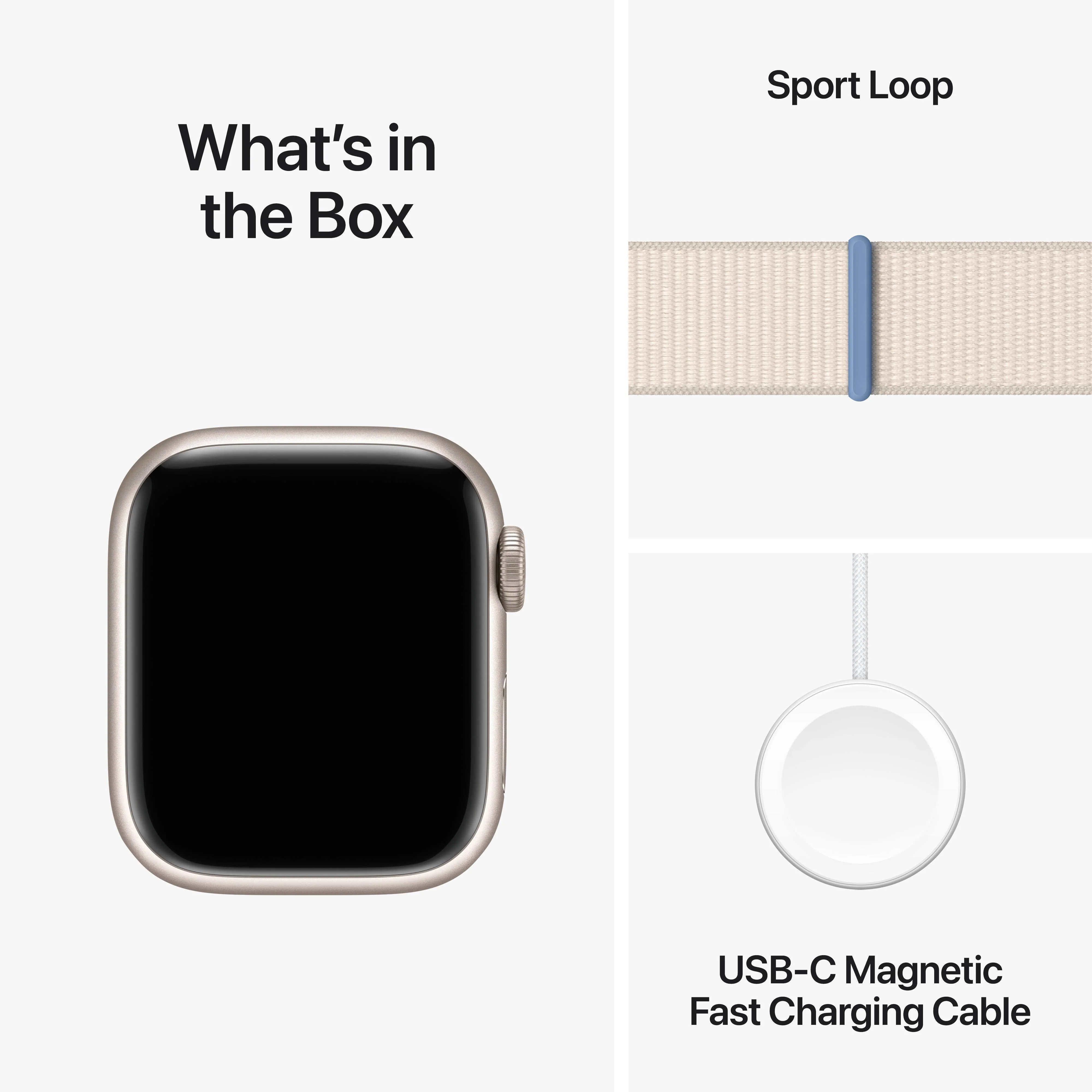 Apple Watch Series 9 GPS 41mm Starlight Aluminium Case with Starlight Sport Loop - Image 10