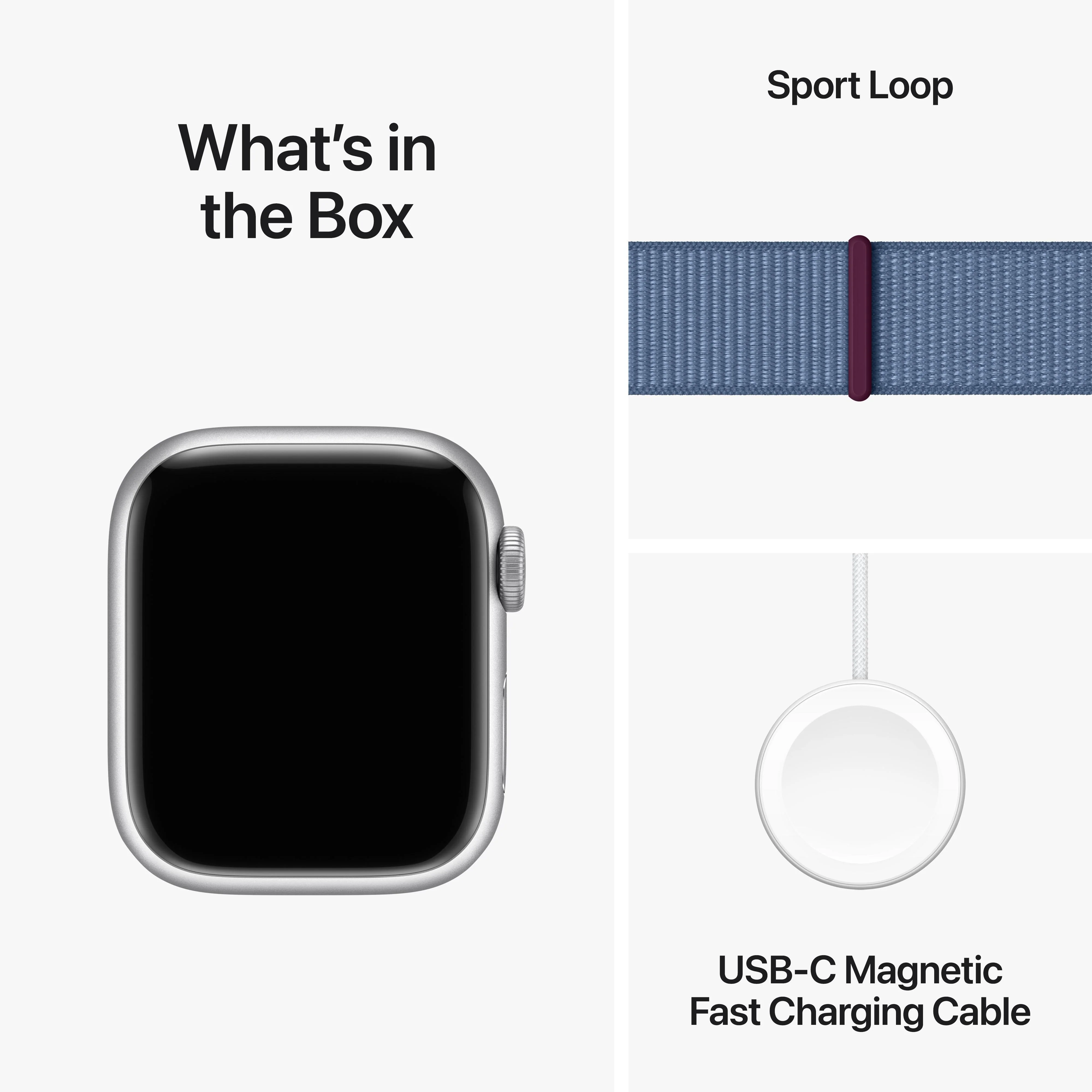 Apple Watch Series 9 GPS 41mm Silver Aluminium Case with Winter Blue Sport Loop - Image 10
