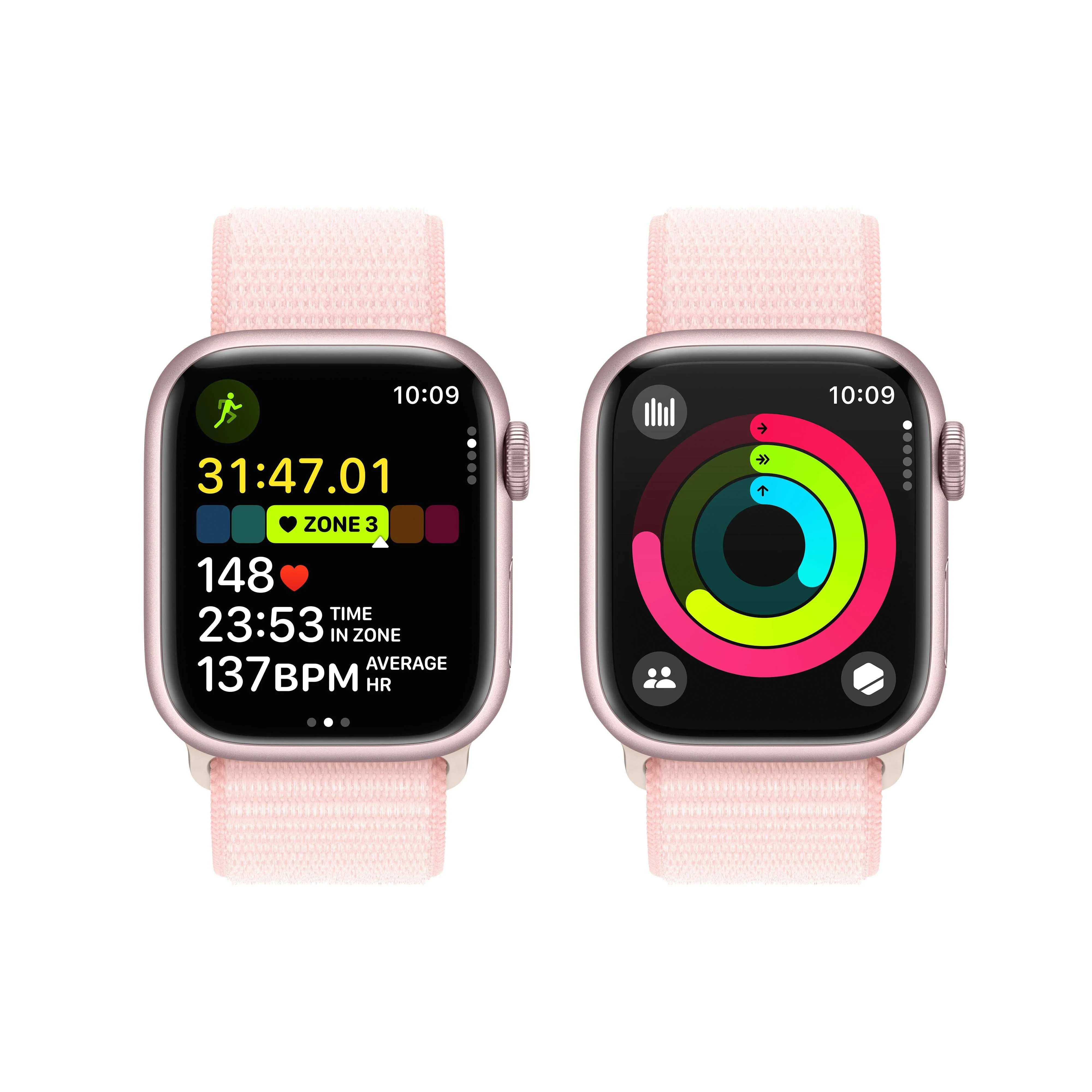 Apple Watch Series 9 GPS 41mm Pink Aluminium Case with Light Pink Sport Loop - Image 8