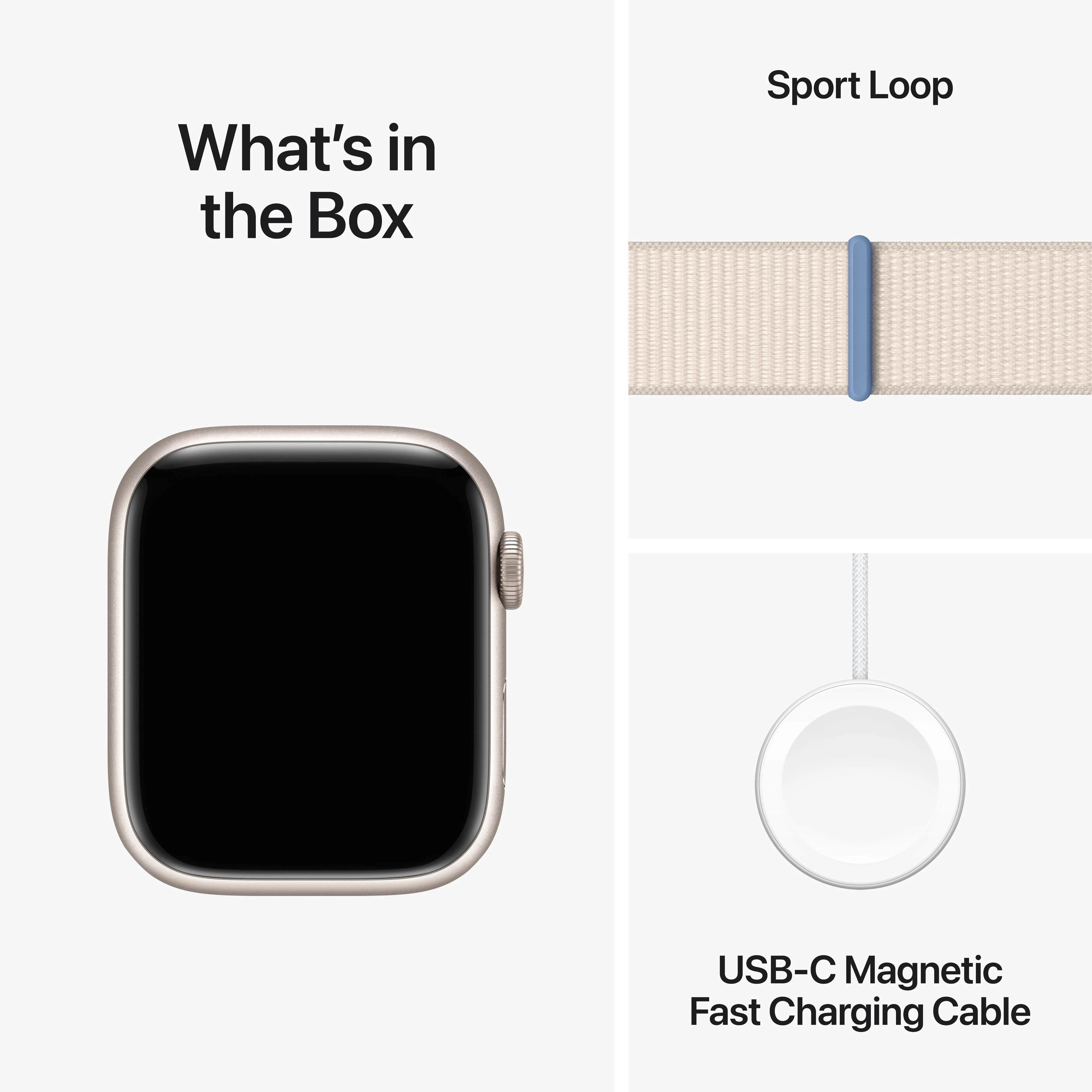 Apple Watch Series 9 GPS 45mm Starlight Aluminium Case with Starlight Sport Loop - Image 10