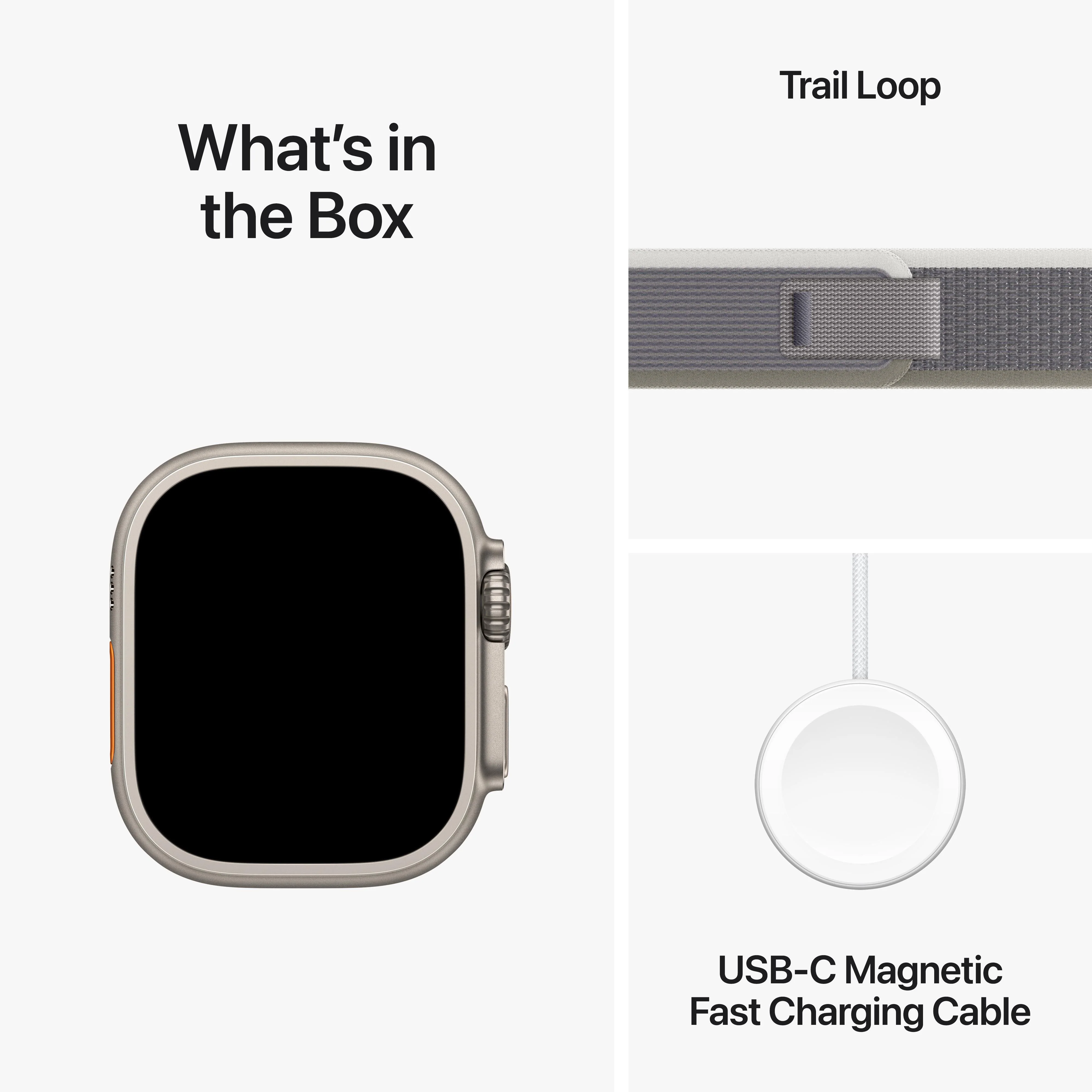 Apple Watch Ultra 2 GPS + Cellular 49mm Titanium Case with Green/Grey Trail Loop - S/M - Image 9